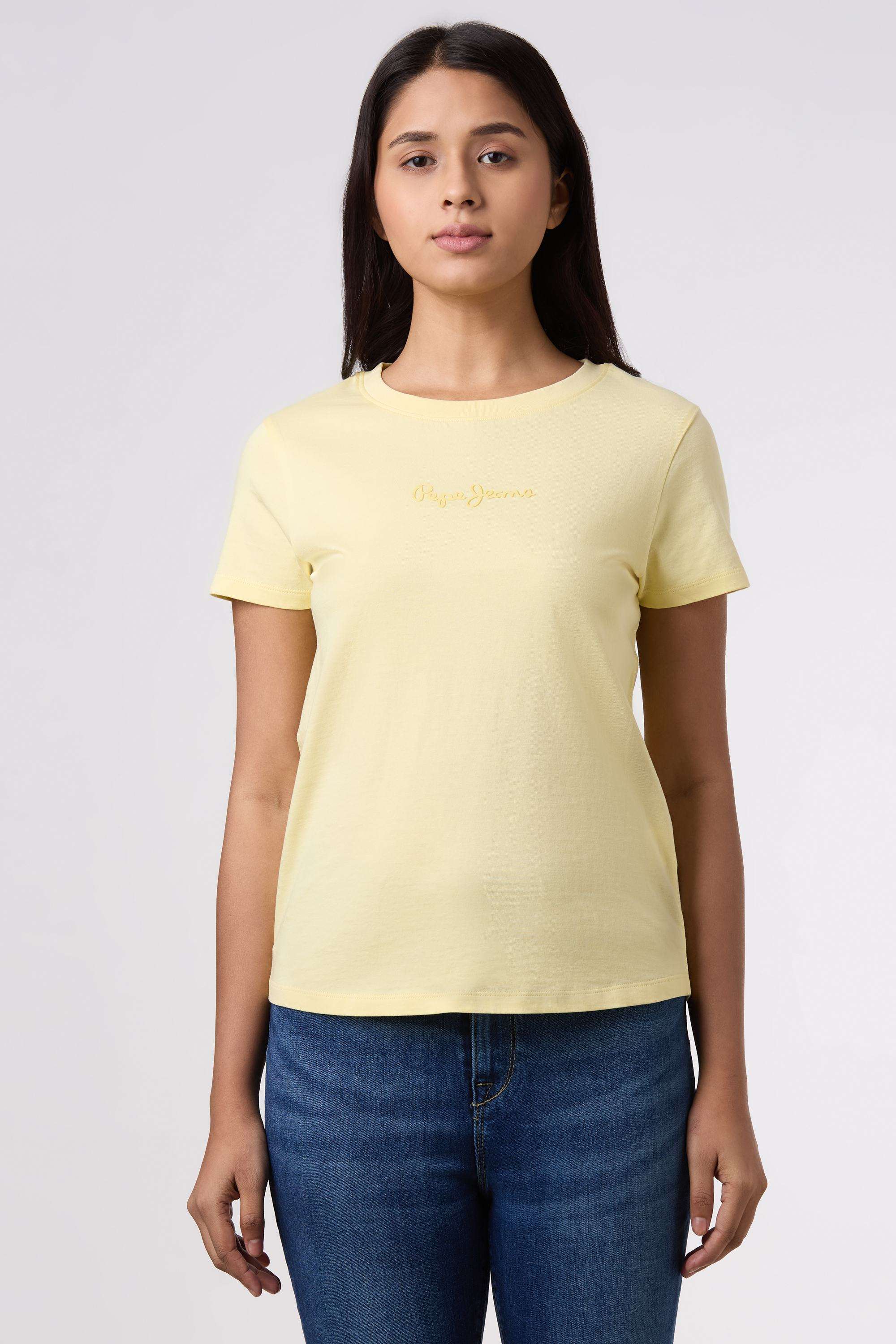 Solid-Blended-Fabric-Women-s-T-Shirt