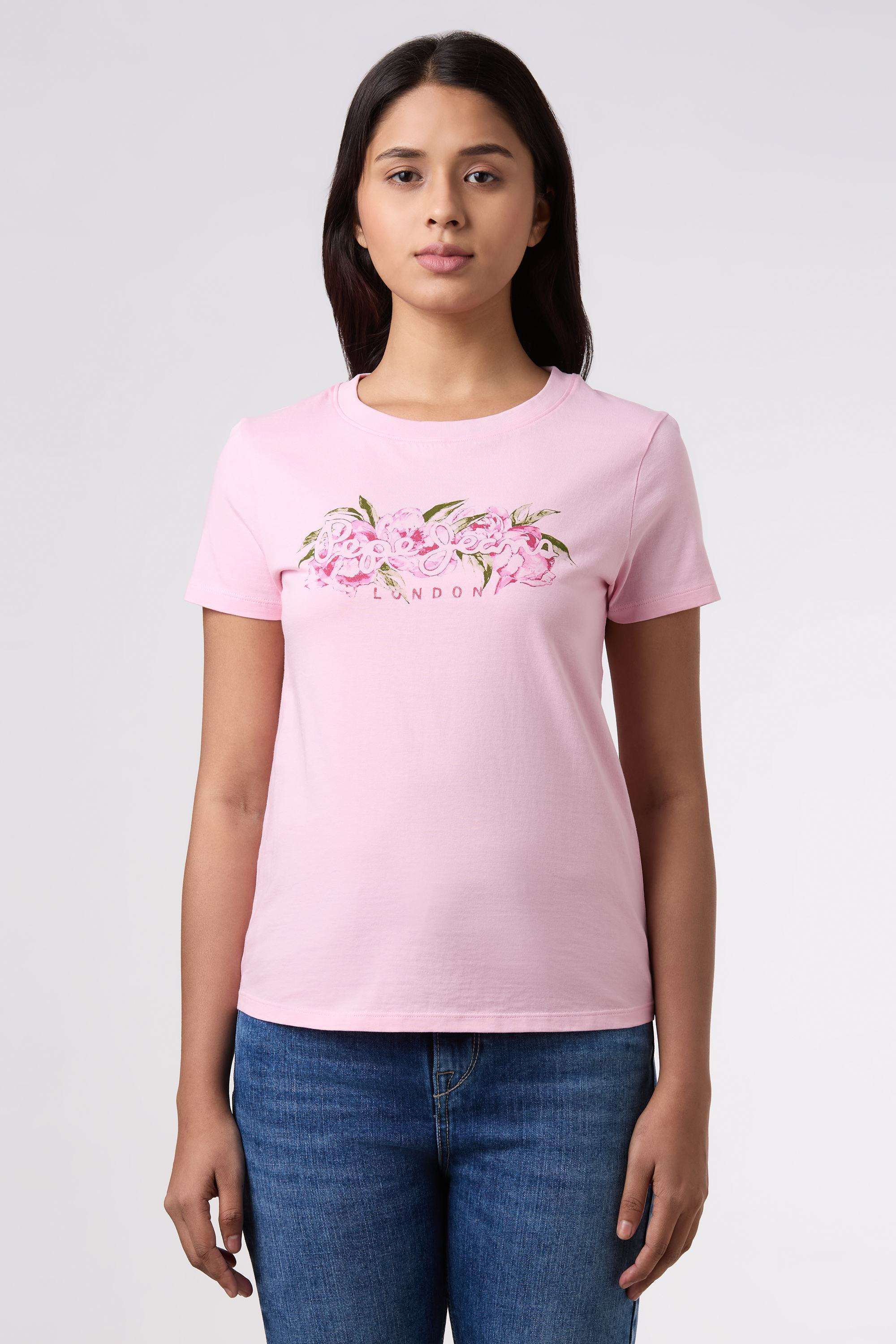 Solid-Blended-Fabric-Women-s-T-Shirt