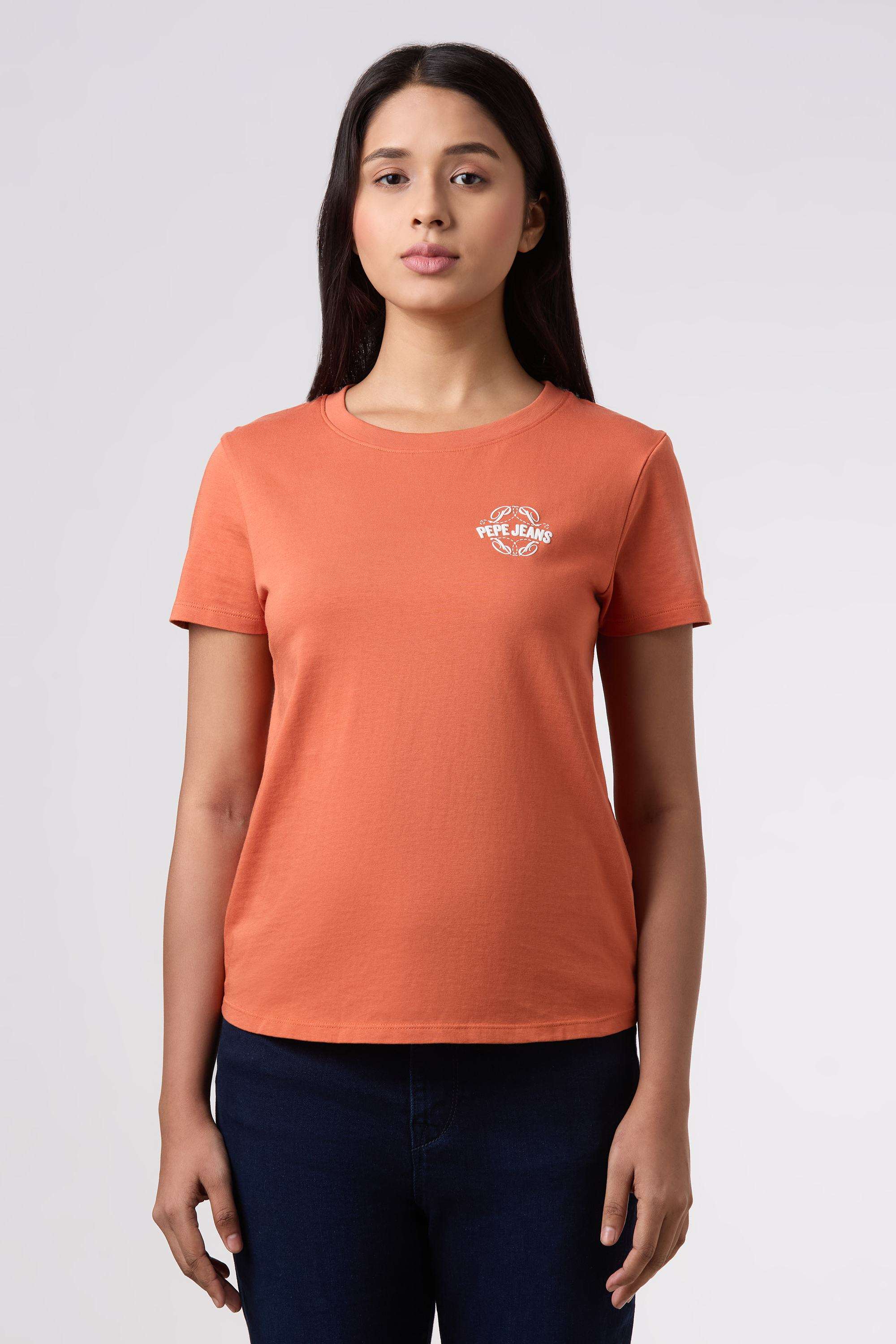 Solid-Blended-Fabric-Women-s-T-Shirt