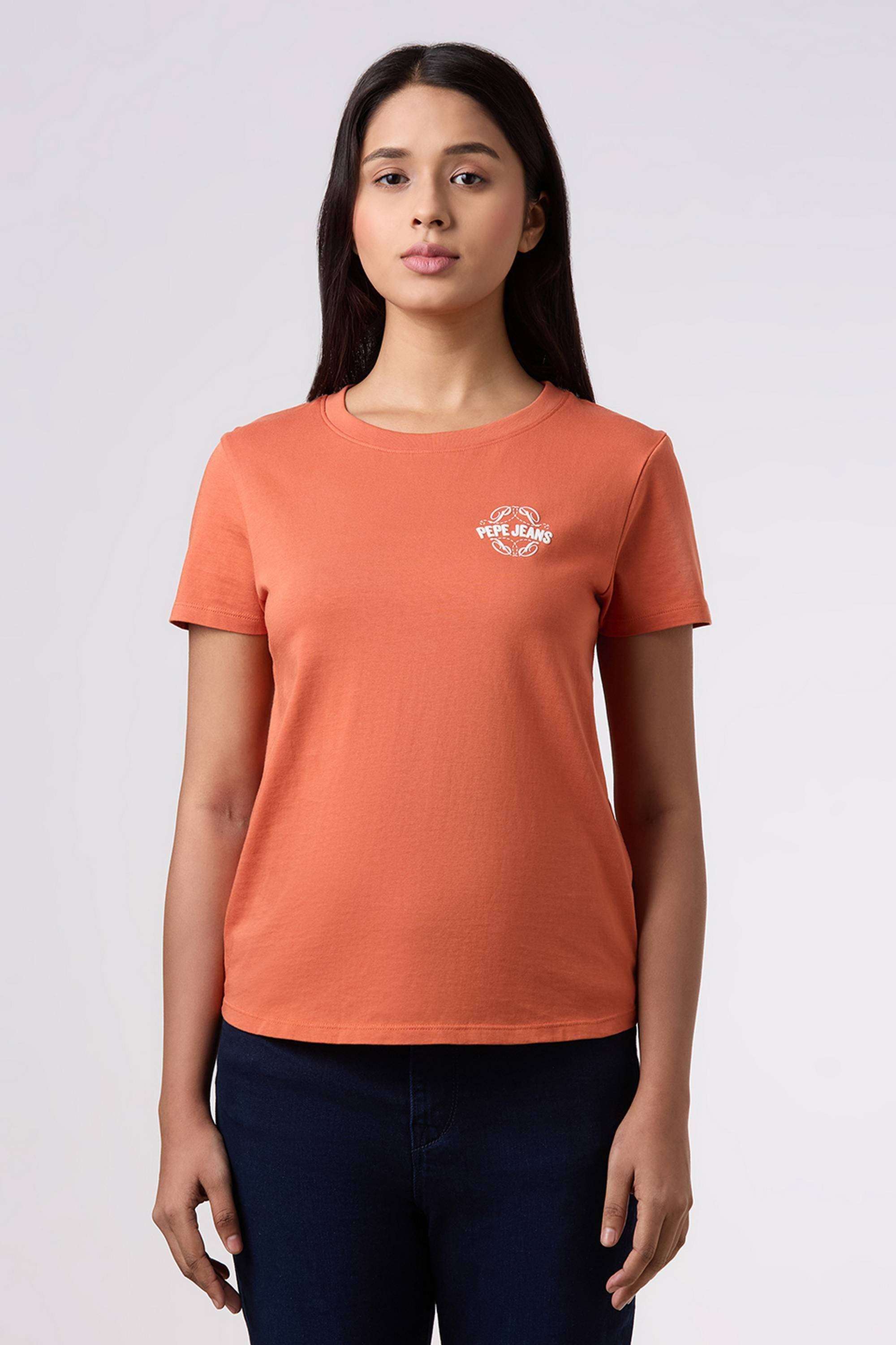 Solid-Blended-Fabric-Women-s-T-Shirt