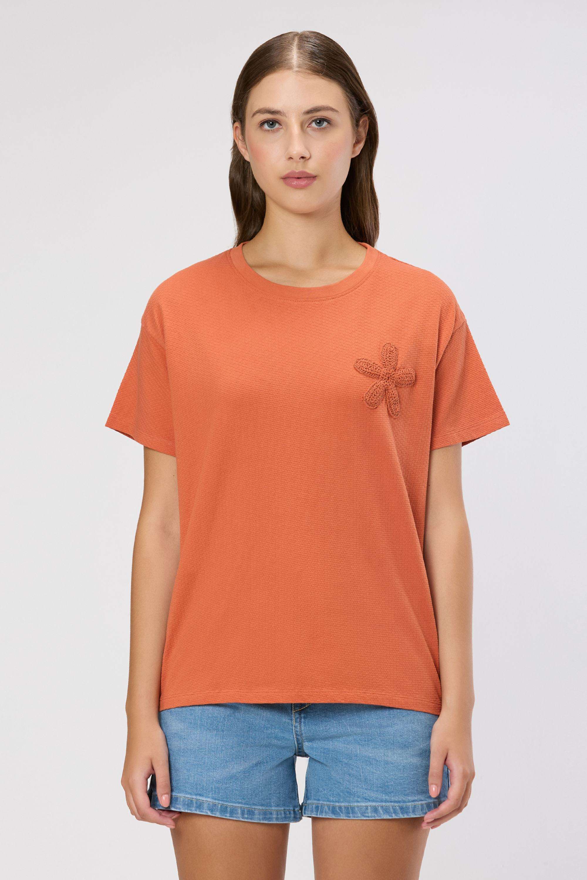Solid-Blended-Fabric-Women-s-T-Shirt