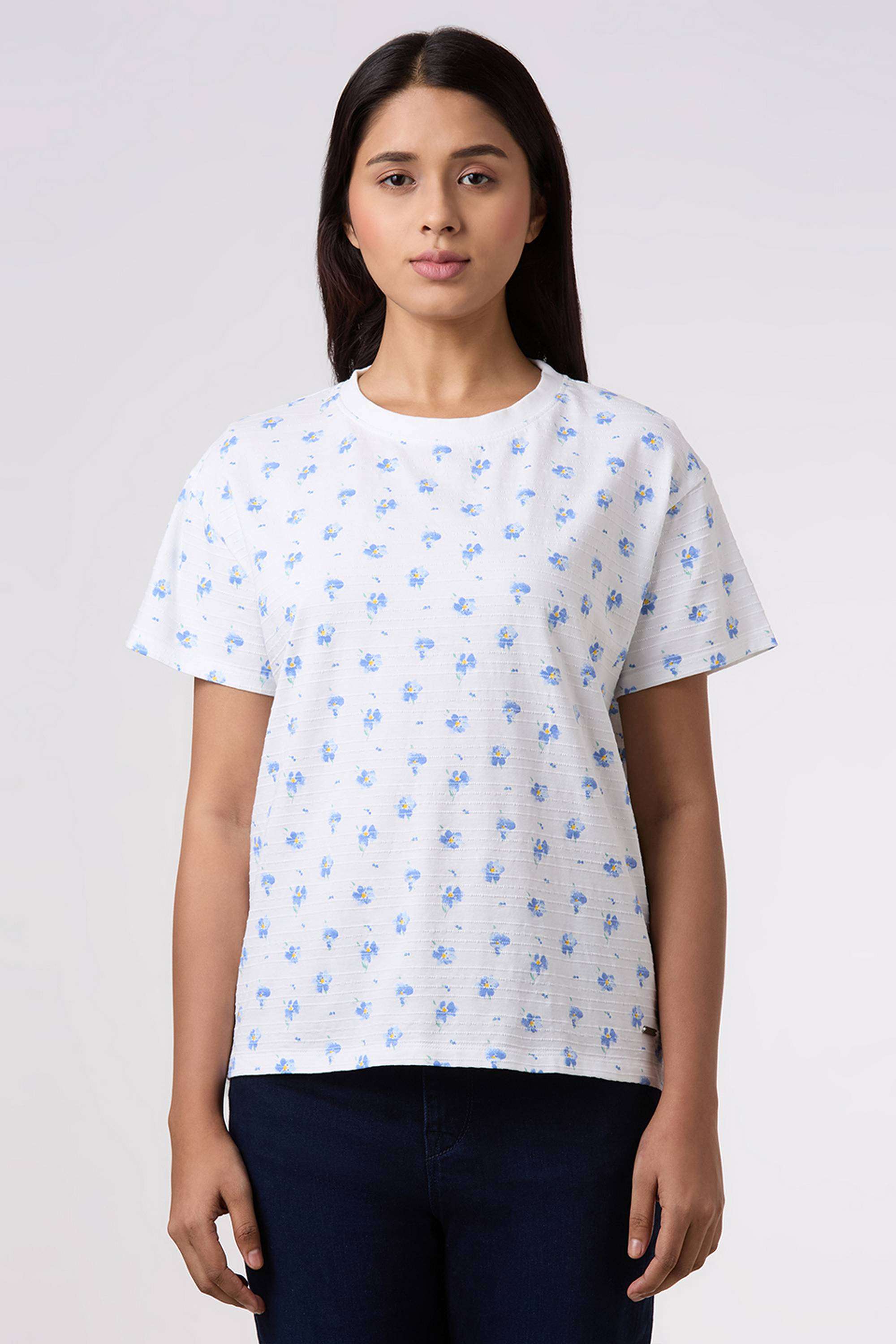 Solid-Blended-Fabric-Women-s-T-Shirt