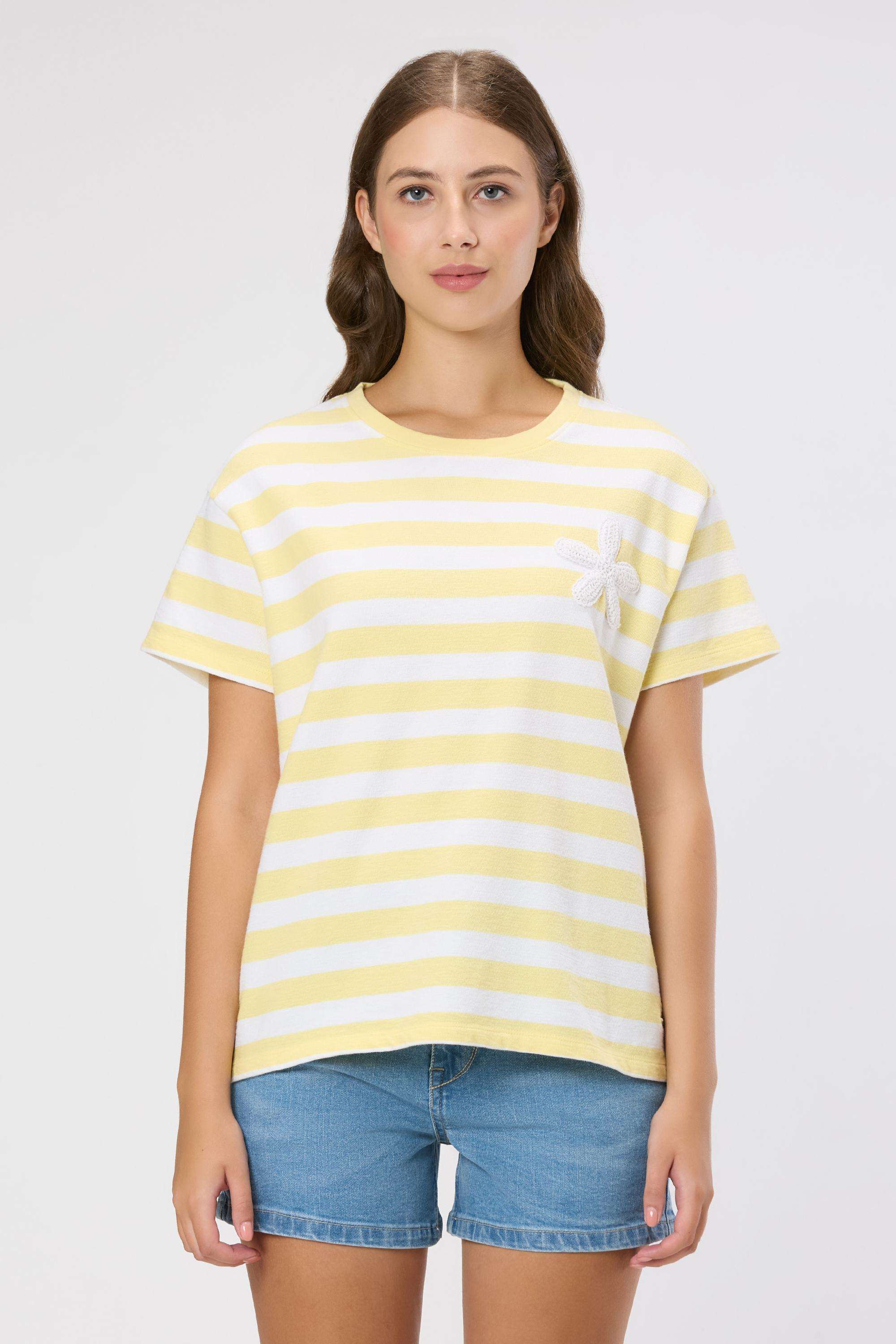 Solid-Blended-Fabric-Women-s-T-Shirt