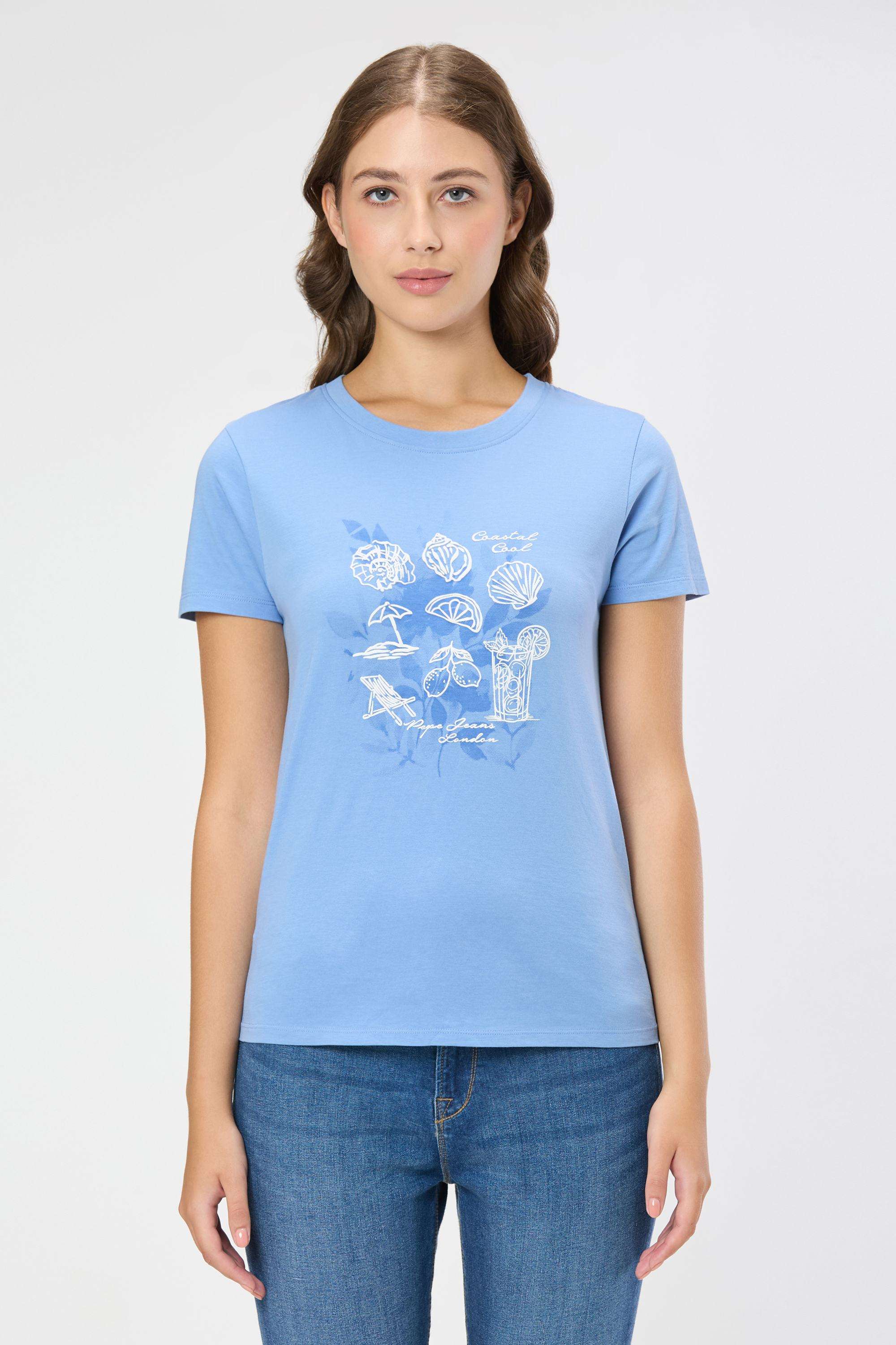 Solid-Blended-Fabric-Women-s-T-Shirt