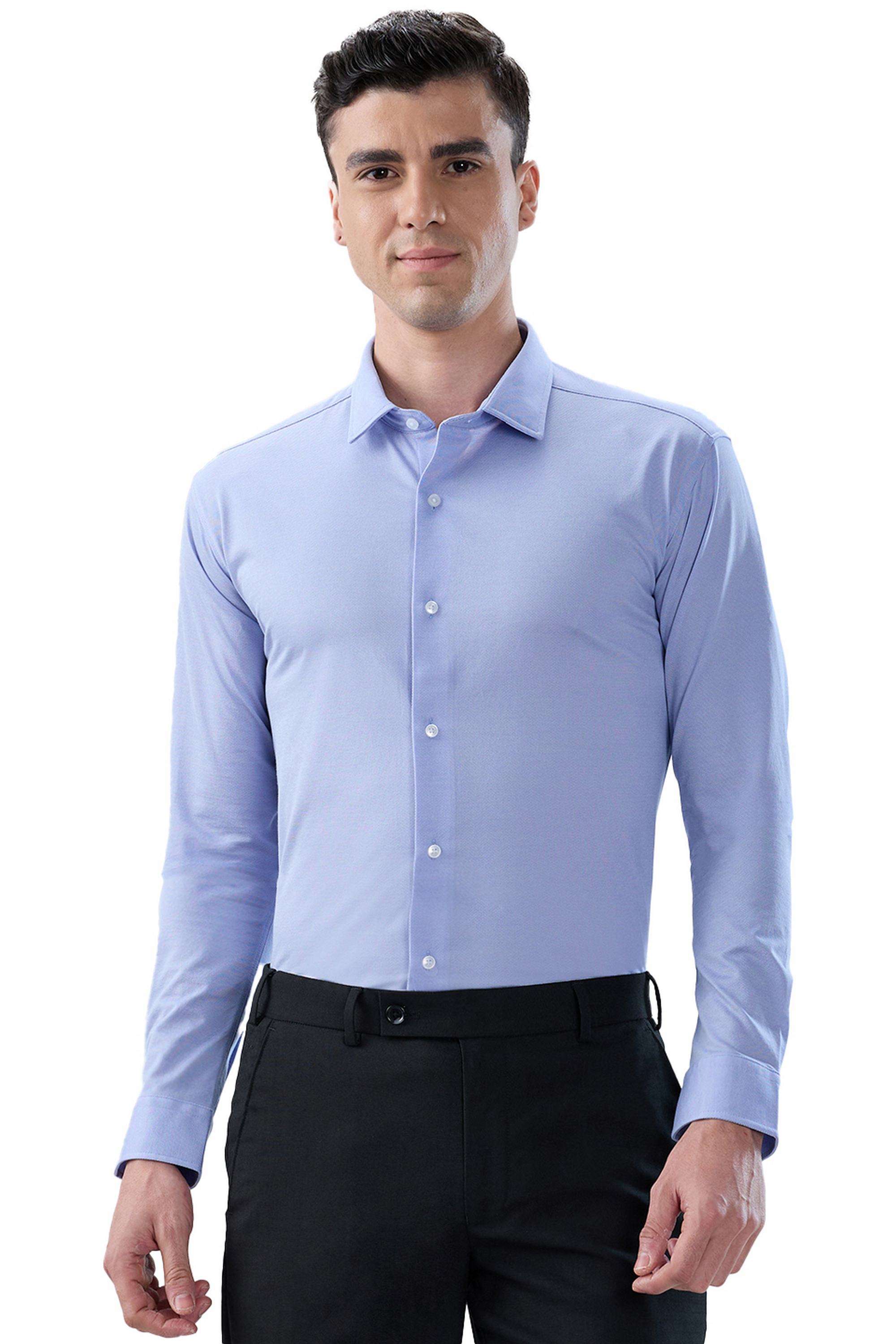 Textured-Cotton-Blend-Slim-Fit-Men-s-Formal-Wear-Shirt