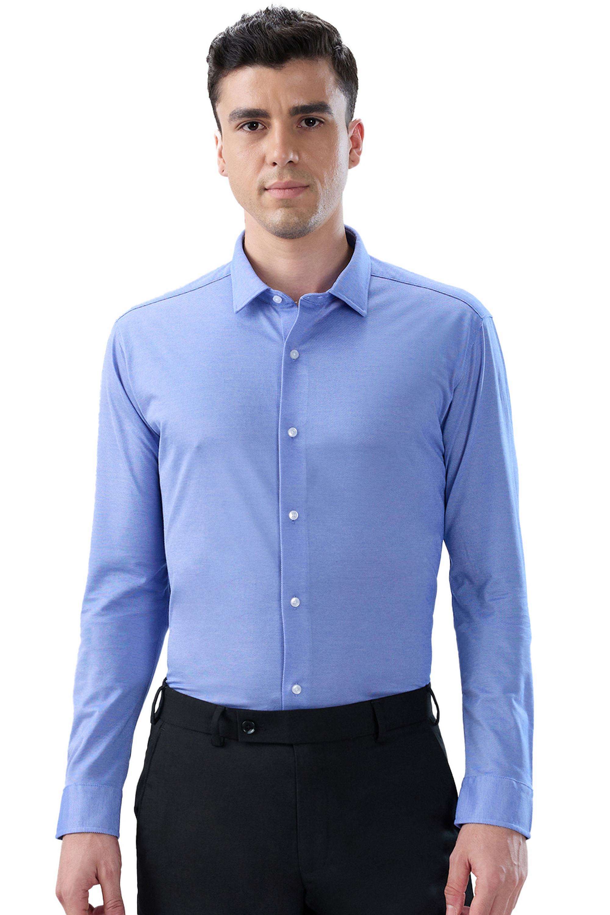 Textured-Cotton-Blend-Slim-Fit-Men-s-Formal-Wear-Shirt