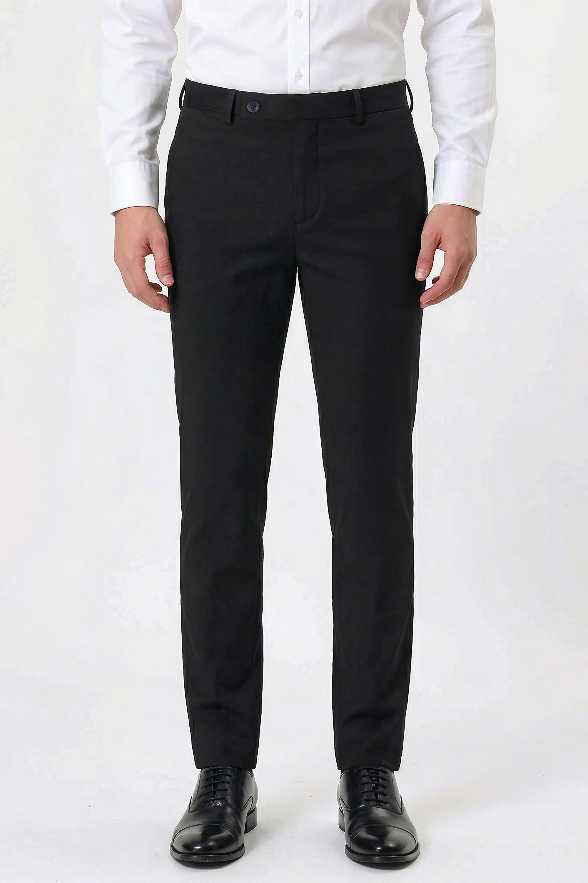 Solid-Blended-Fabric-Slim-Fit-Men-Trousers