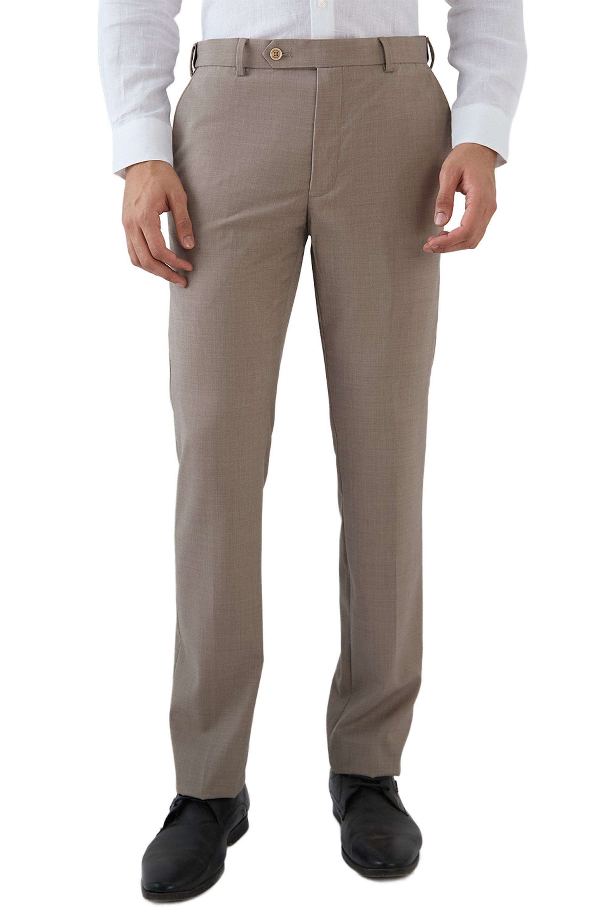 Solid-Polyester-Blend-Slim-Fit-Men-s-Trousers