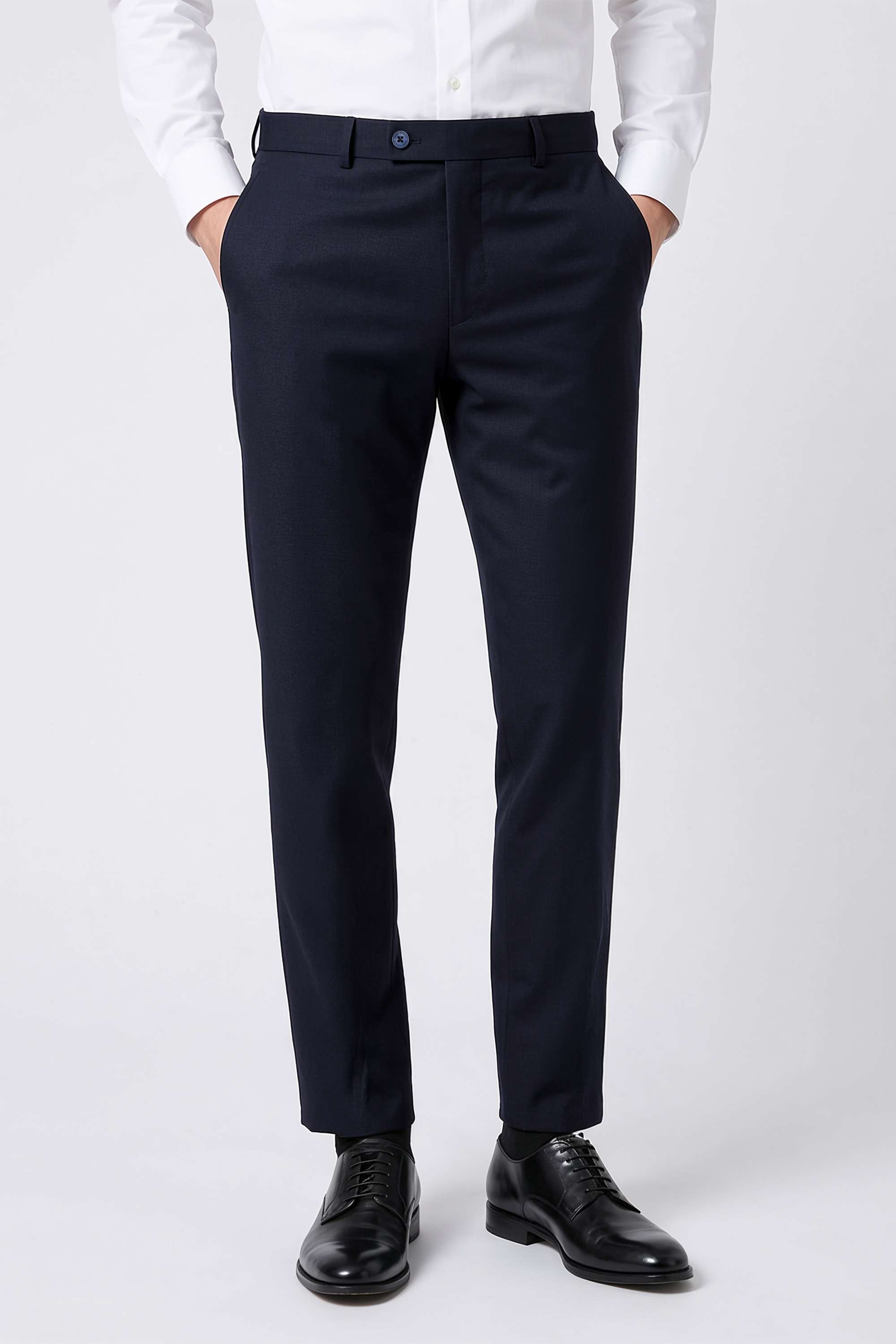 Solid-Blended-Fabric-Slim-Fit-Men-s-Trousers