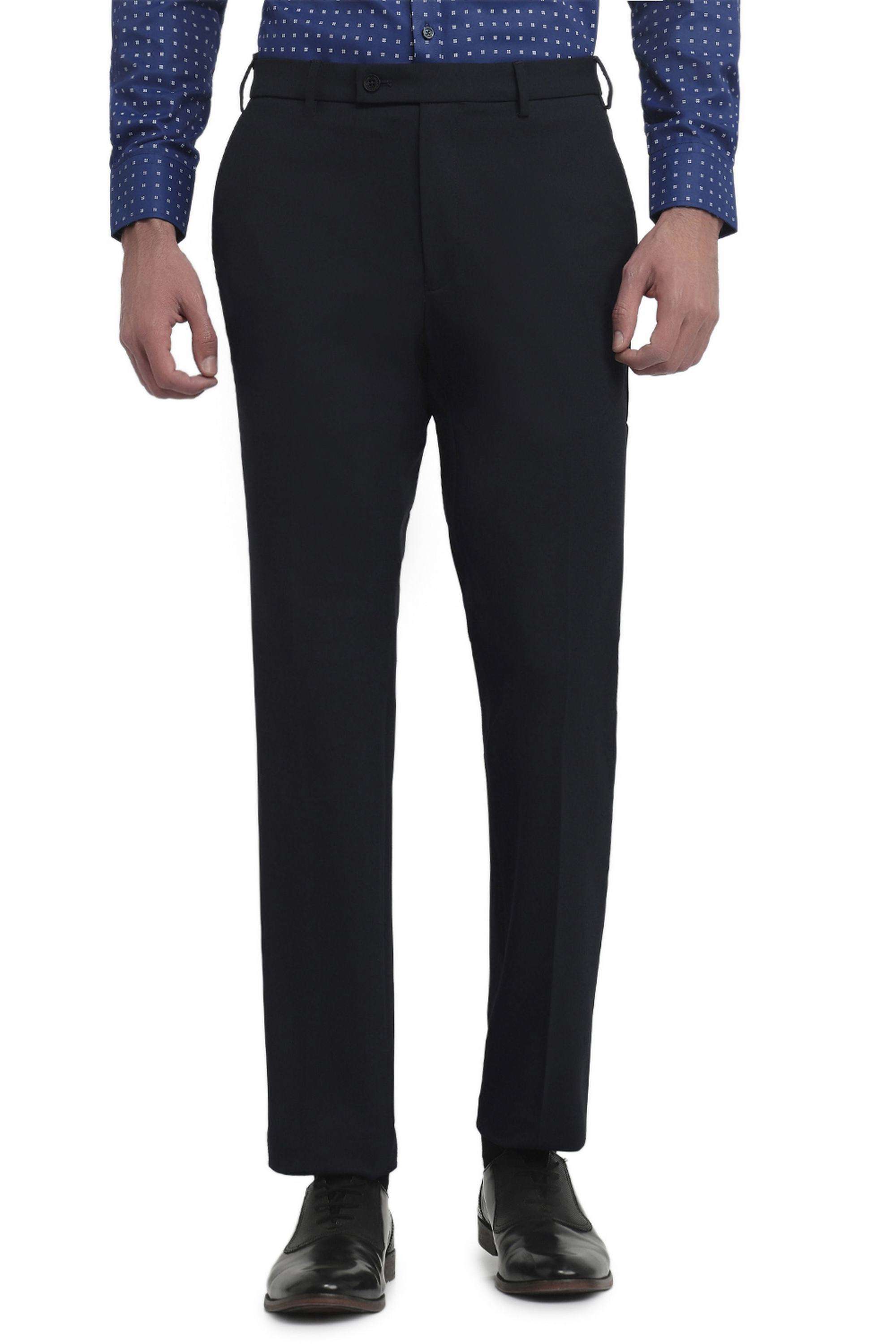 Solid-Polyester-Blend-Slim-Fit-Men-s-Trousers