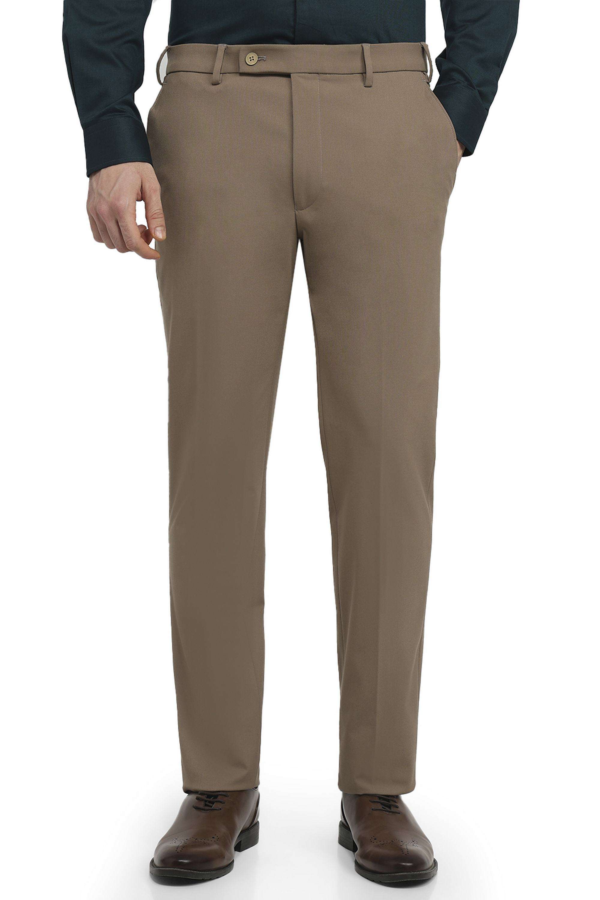 Solid-Polyester-Blend-Slim-Fit-Men-s-Trousers