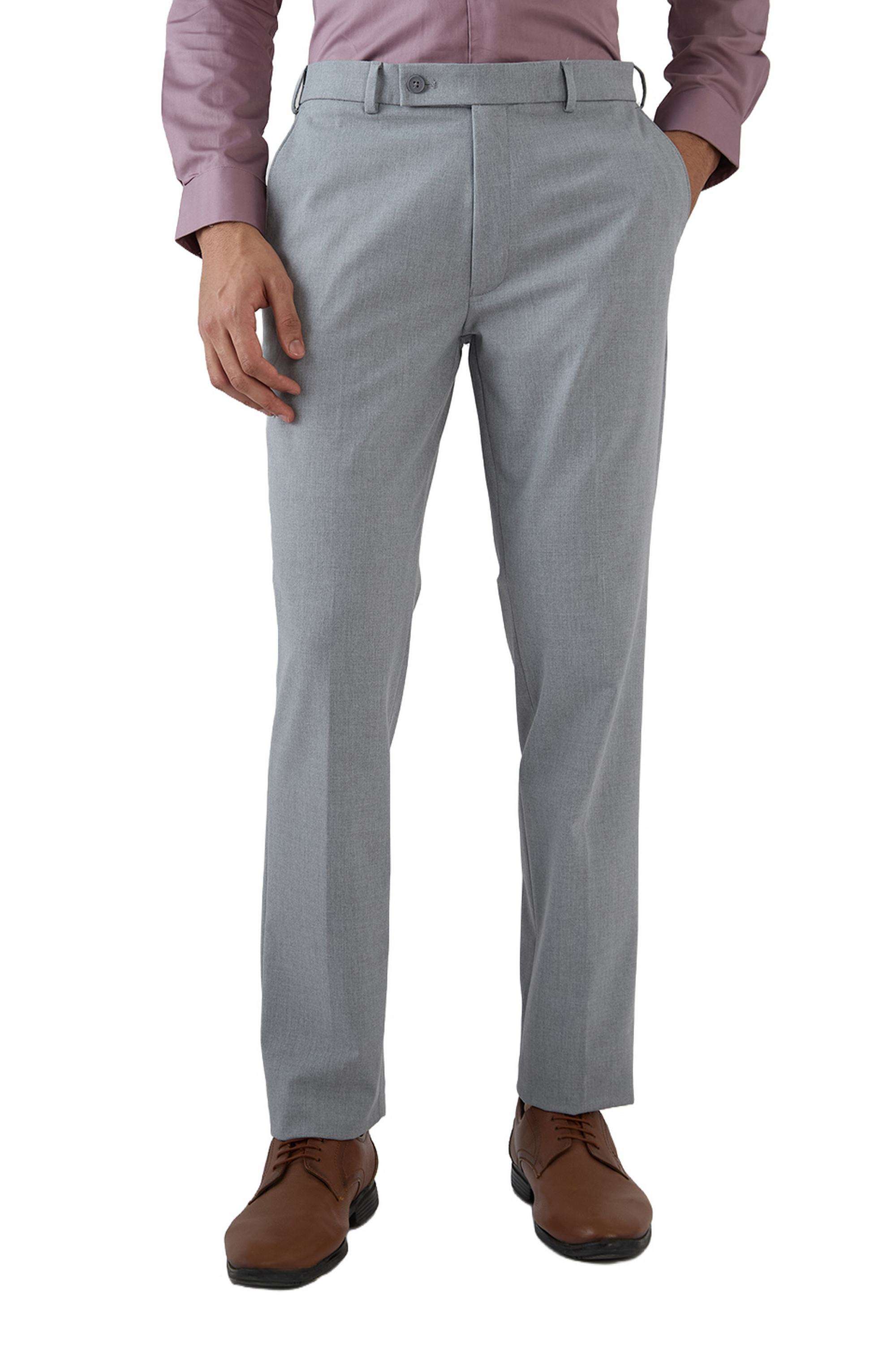 Solid-Polyester-Blend-Slim-Fit-Men-s-Trousers