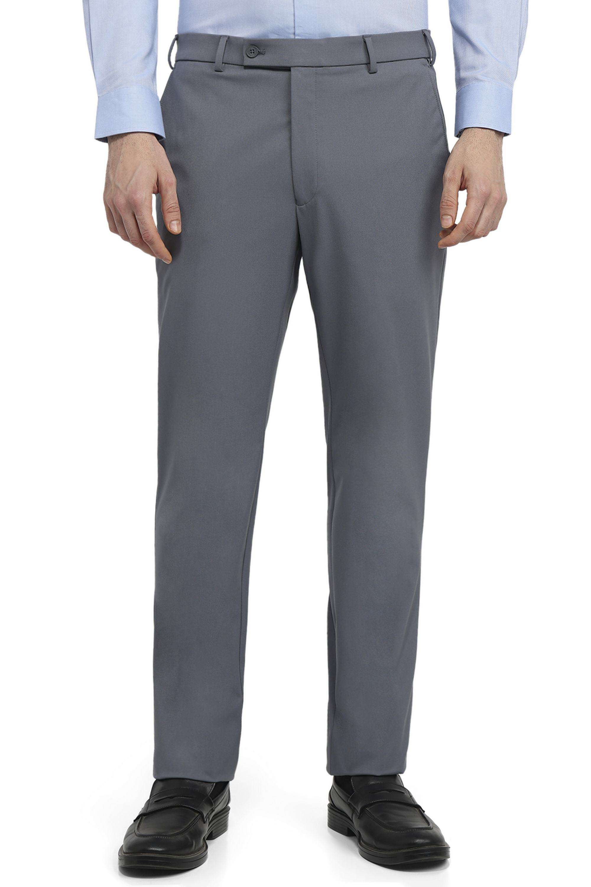 Solid-Polyester-Blend-Slim-Fit-Men-s-Trousers