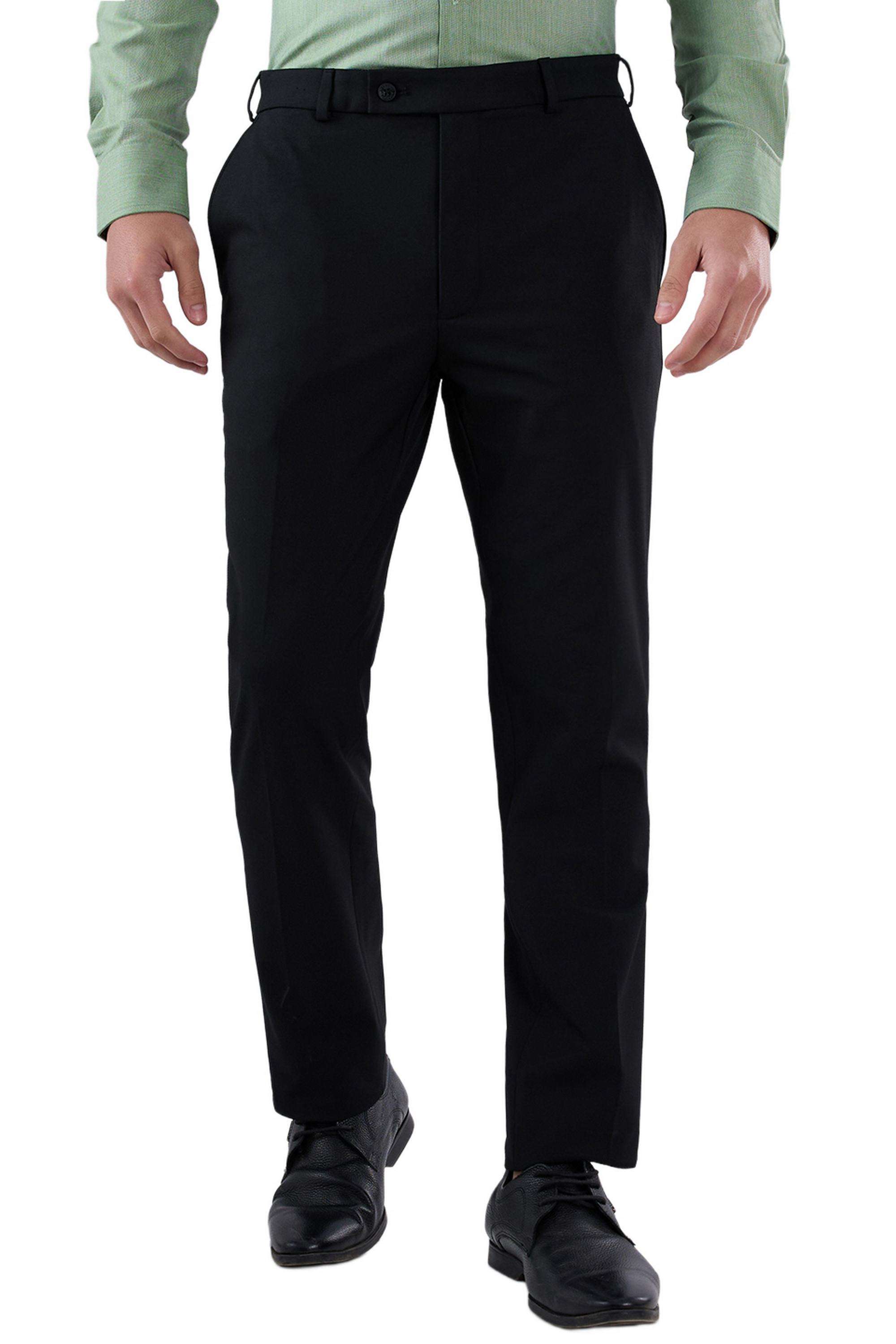 Solid-Polyester-Blend-Slim-Fit-Men-s-Trousers