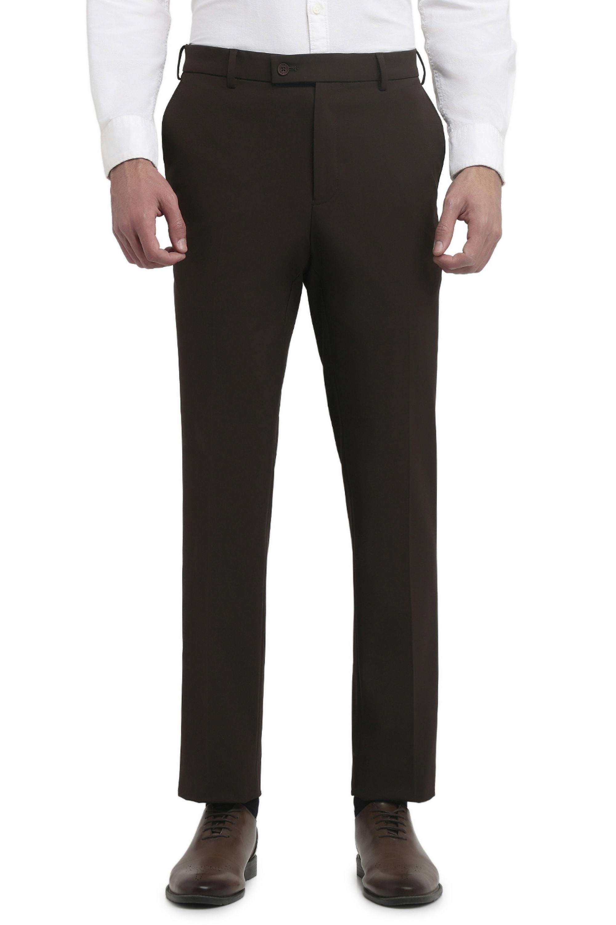 Solid-Polyester-Blend-Slim-Fit-Men-s-Trousers