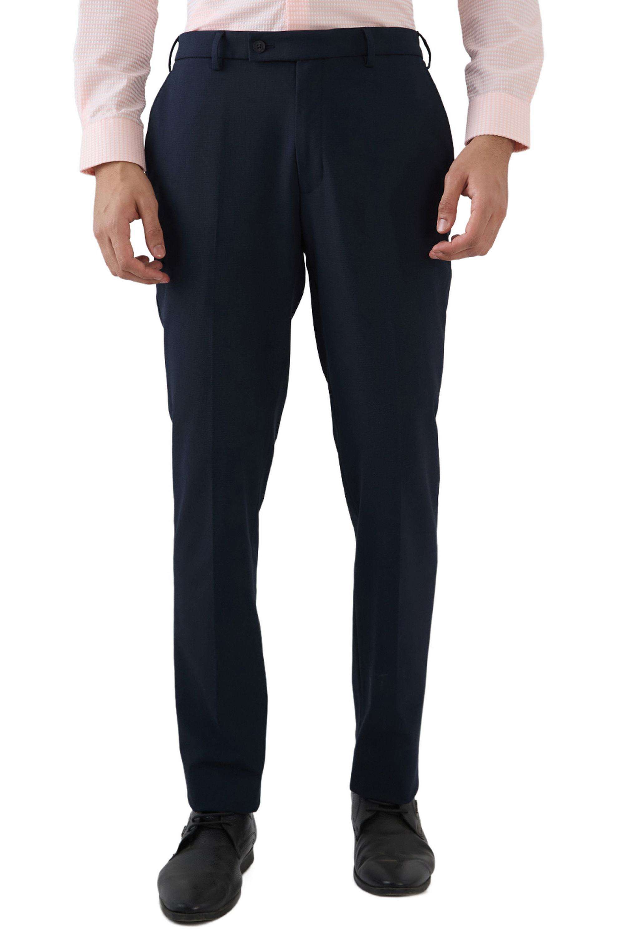 Solid-Polyester-Blend-Slim-Fit-Men-s-Trousers