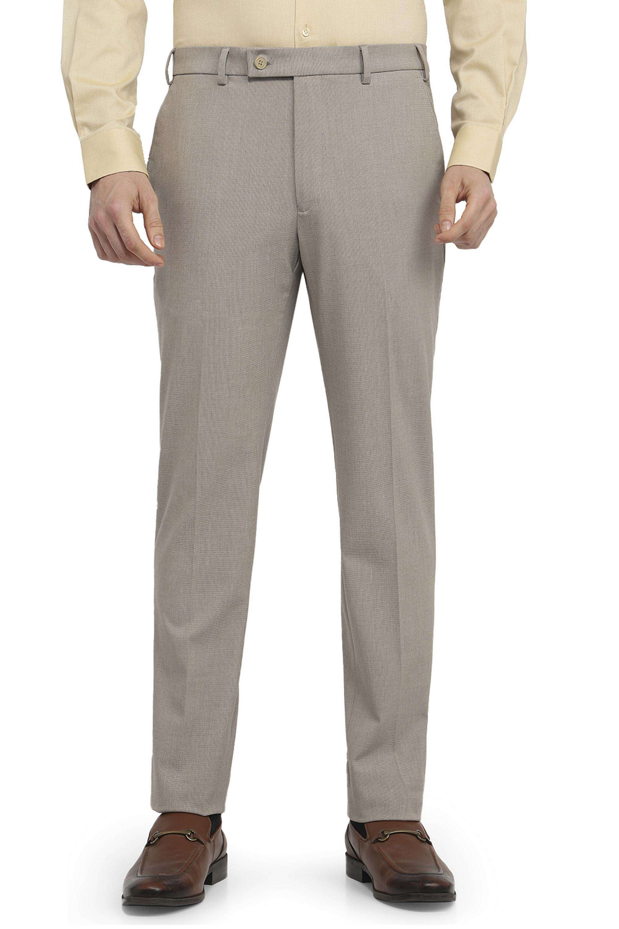 Solid-Polyester-Blend-Slim-Fit-Men-s-Trousers