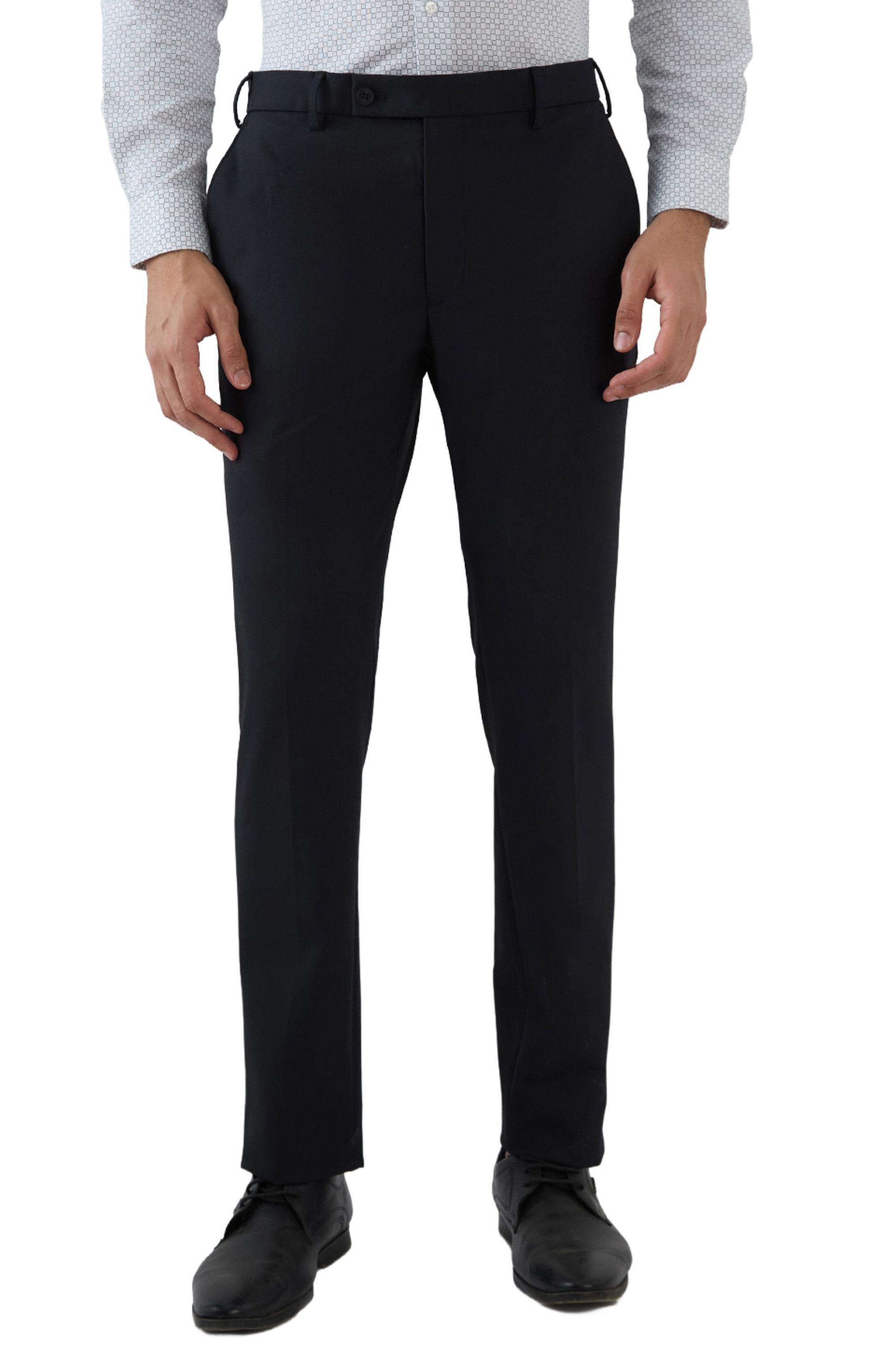 Solid-Polyester-Blend-Slim-Fit-Men-s-Trousers