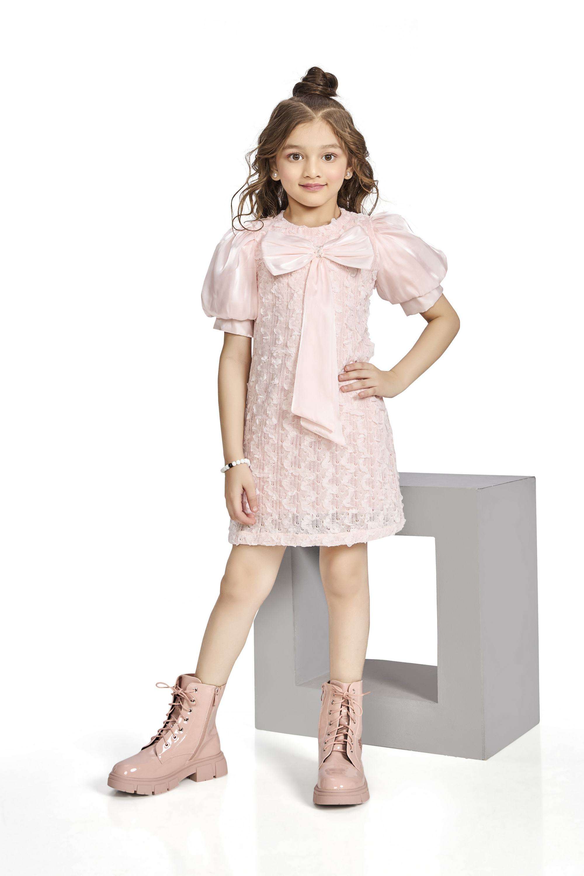 Embellished-Blended-Fabric-Round-Neck-Girls-Party-Wear-Dress