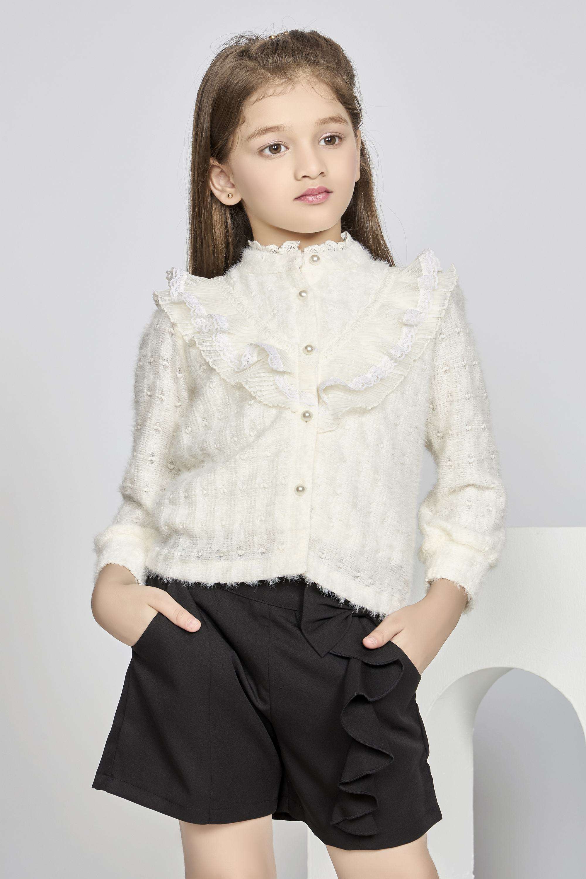 Textured-Blended-Fabric-Collared-Girls-Top