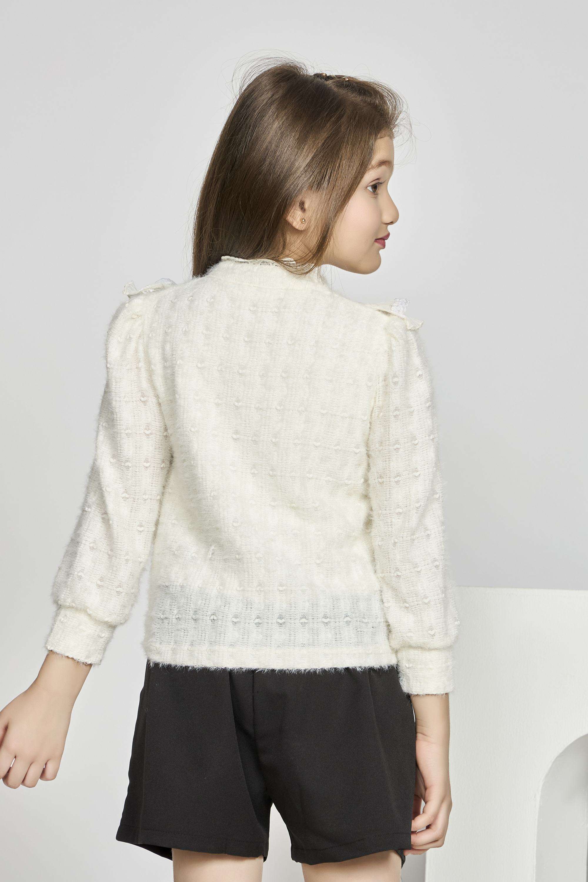 Textured-Blended-Fabric-Collared-Girls-Top