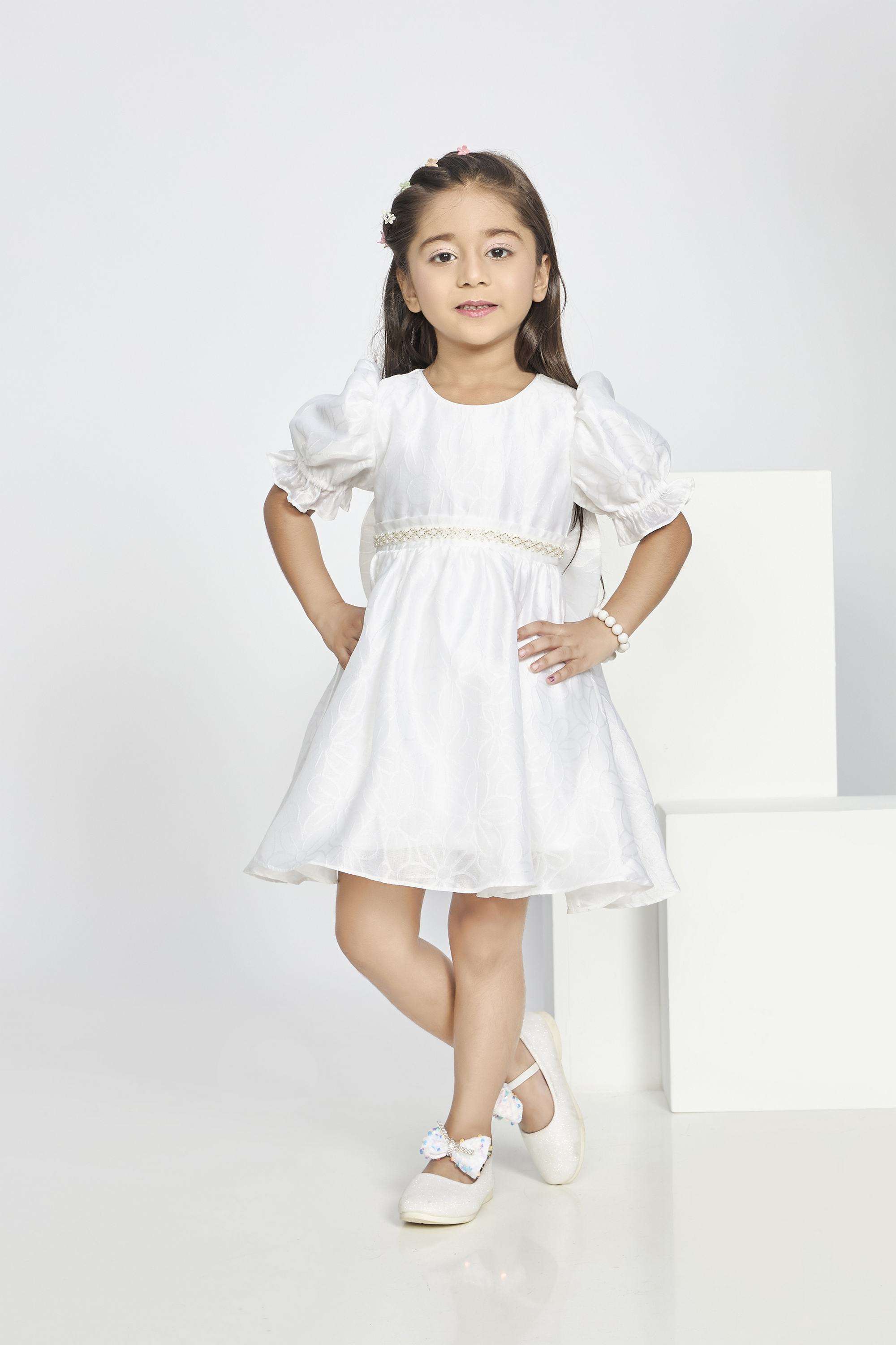 Solid-Polyester-Round-Neck-Girls-Party-Wear-Dress