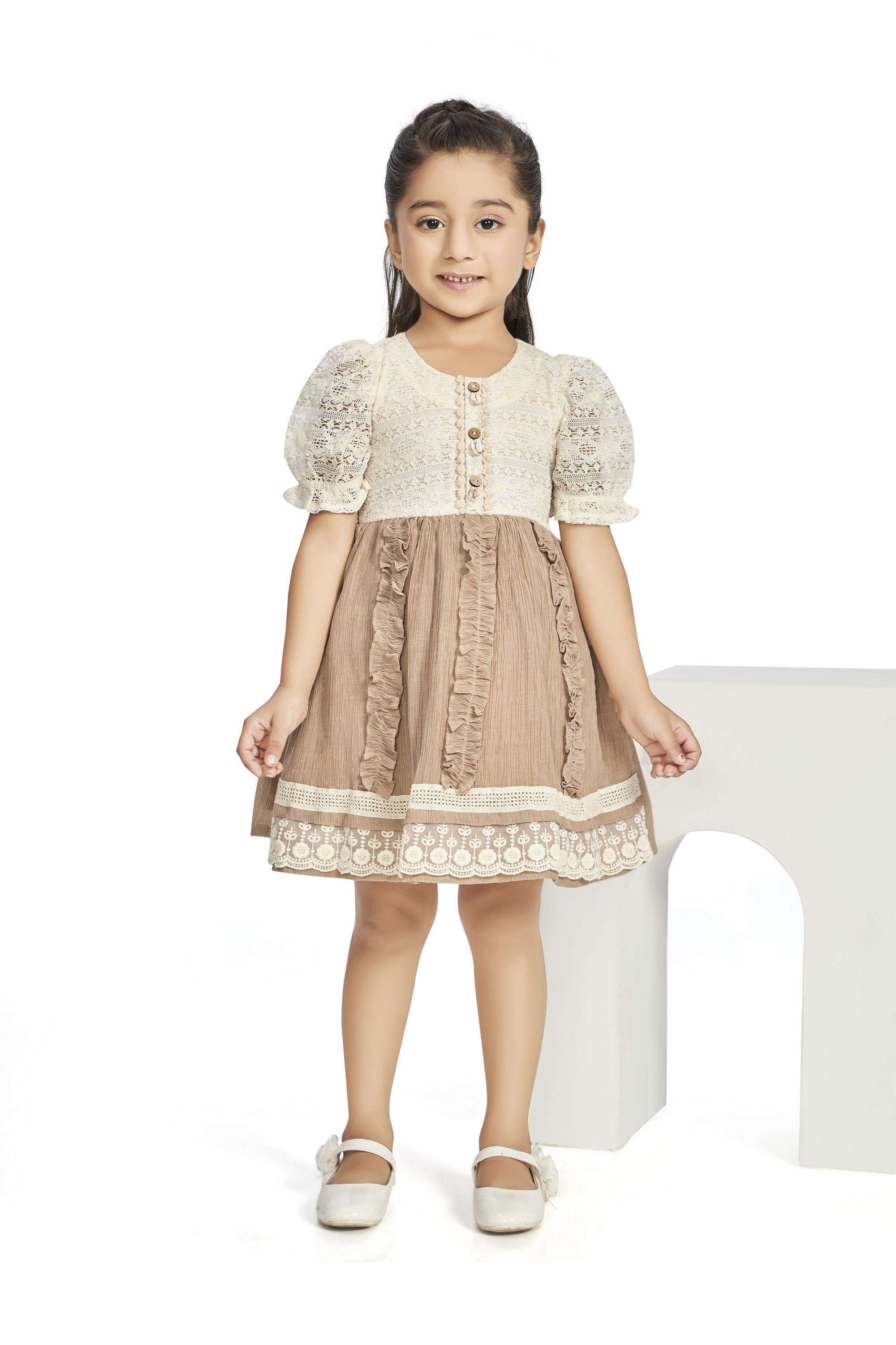 Textured-Polyester-Round-Neck-Girls-Casual-Wear-Dress