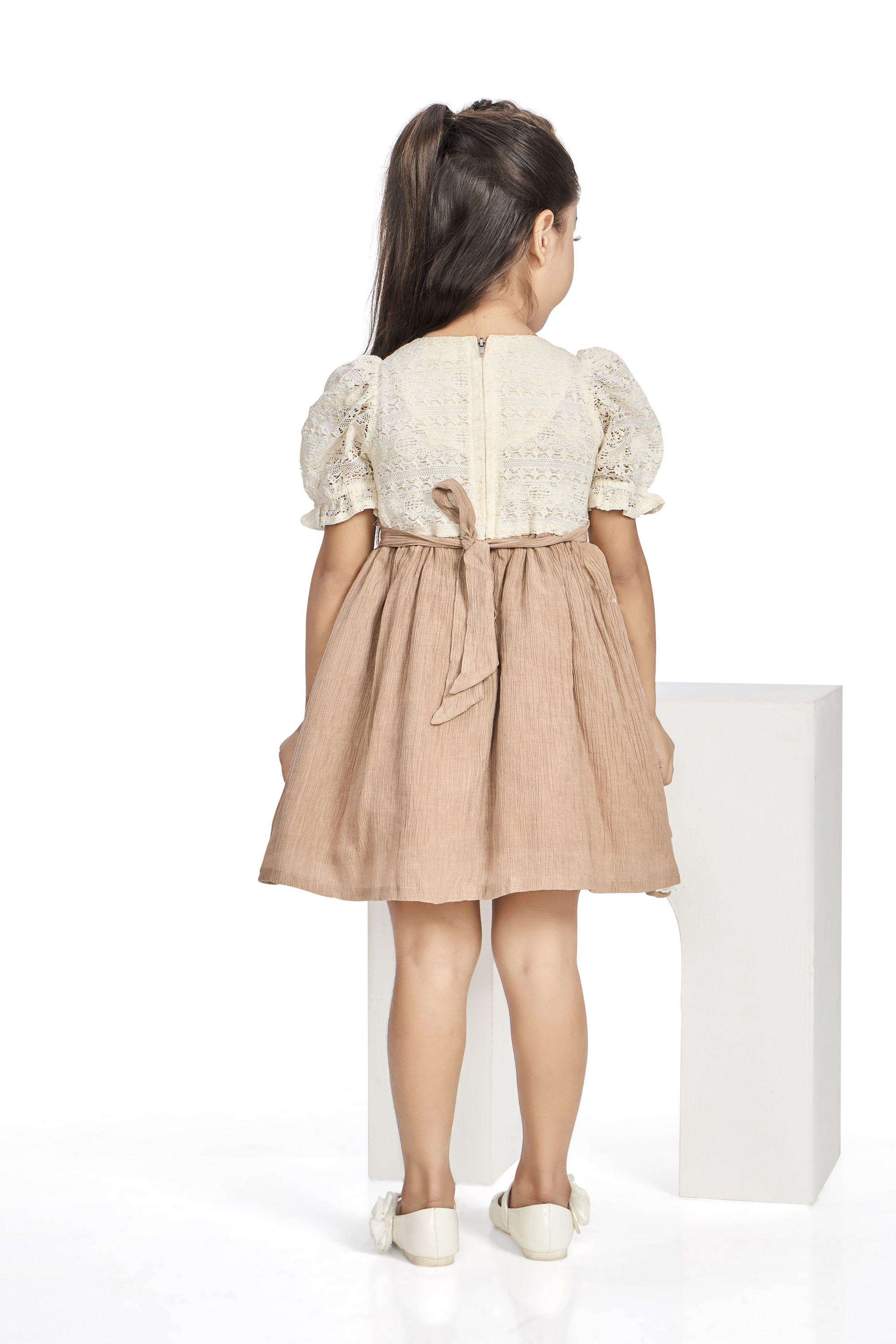 Textured-Polyester-Round-Neck-Girls-Casual-Wear-Dress