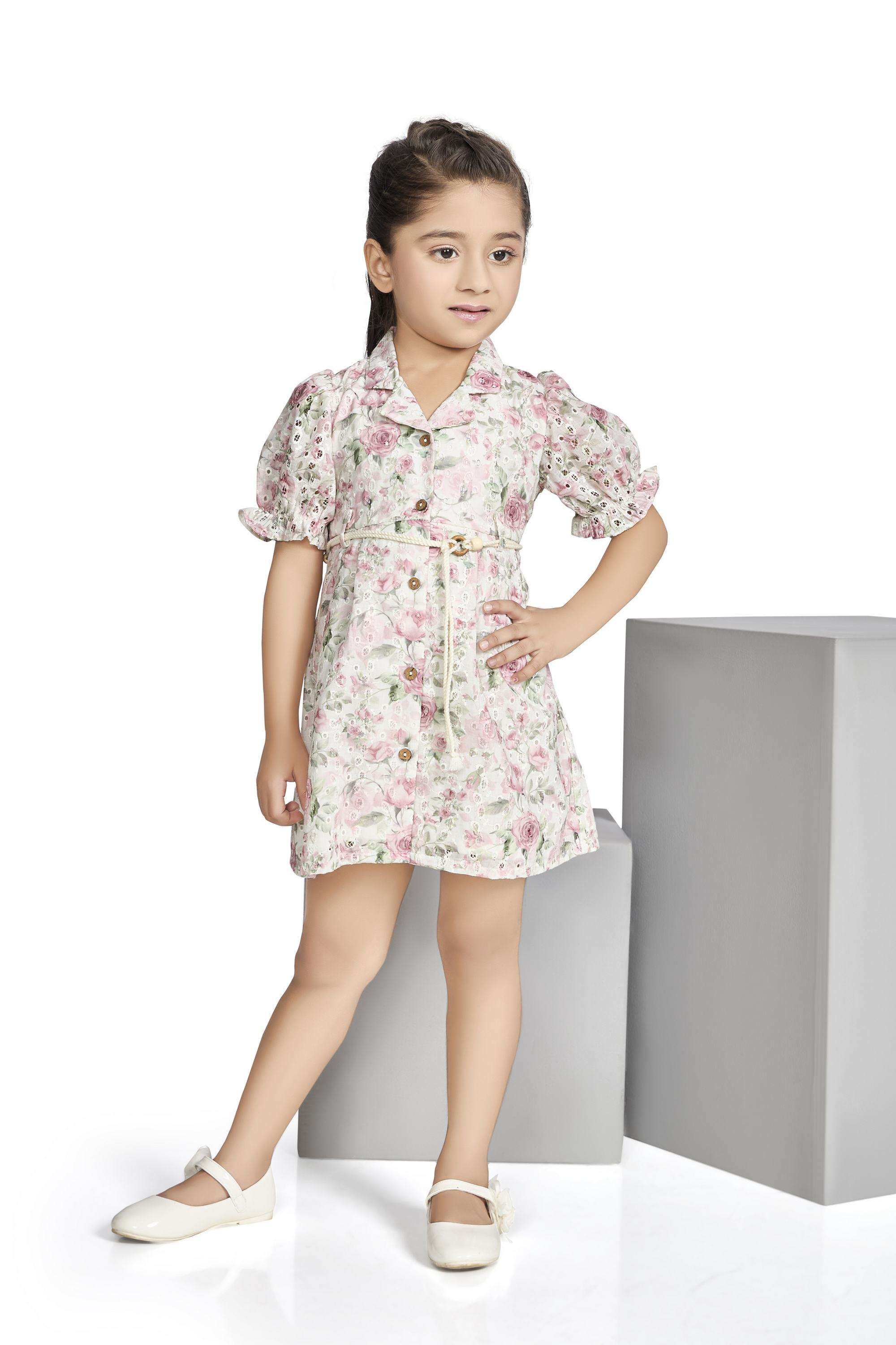 Floral-Blended-Fabric-Collared-Girls-Casual-Wear-Dress