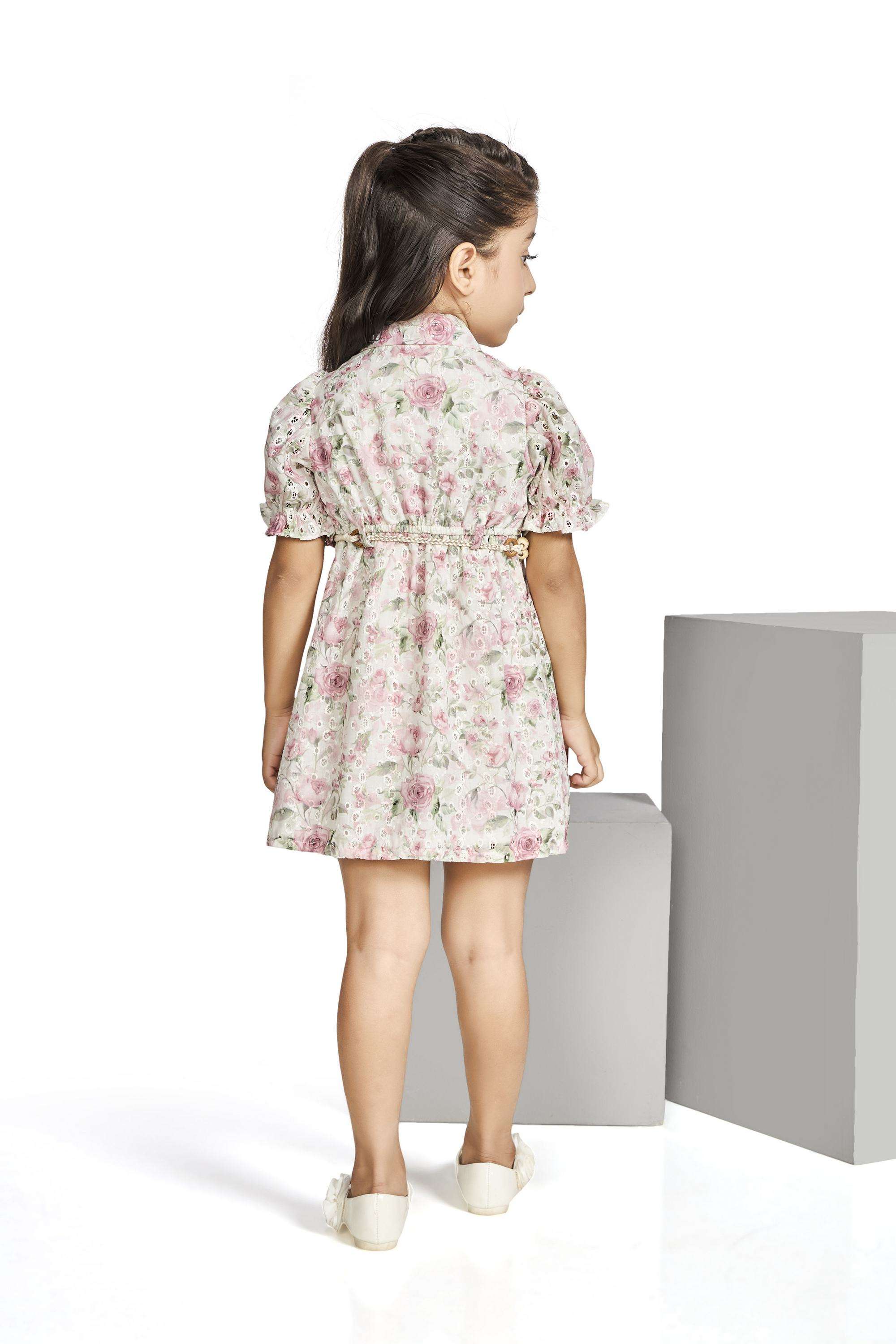 Floral-Blended-Fabric-Collared-Girls-Casual-Wear-Dress