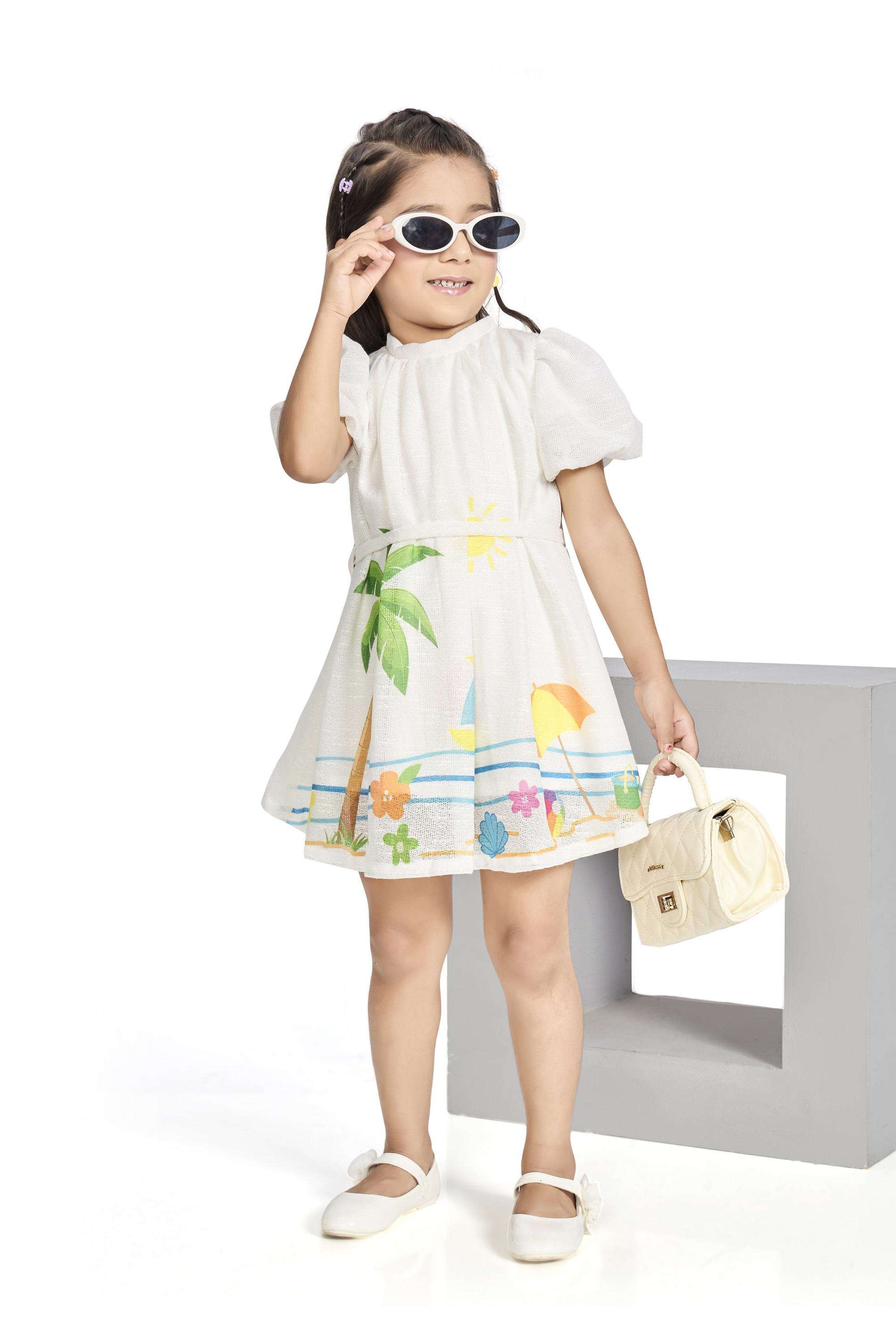Embellished-Polyester-Collared-Girls-Casual-Wear-Dress