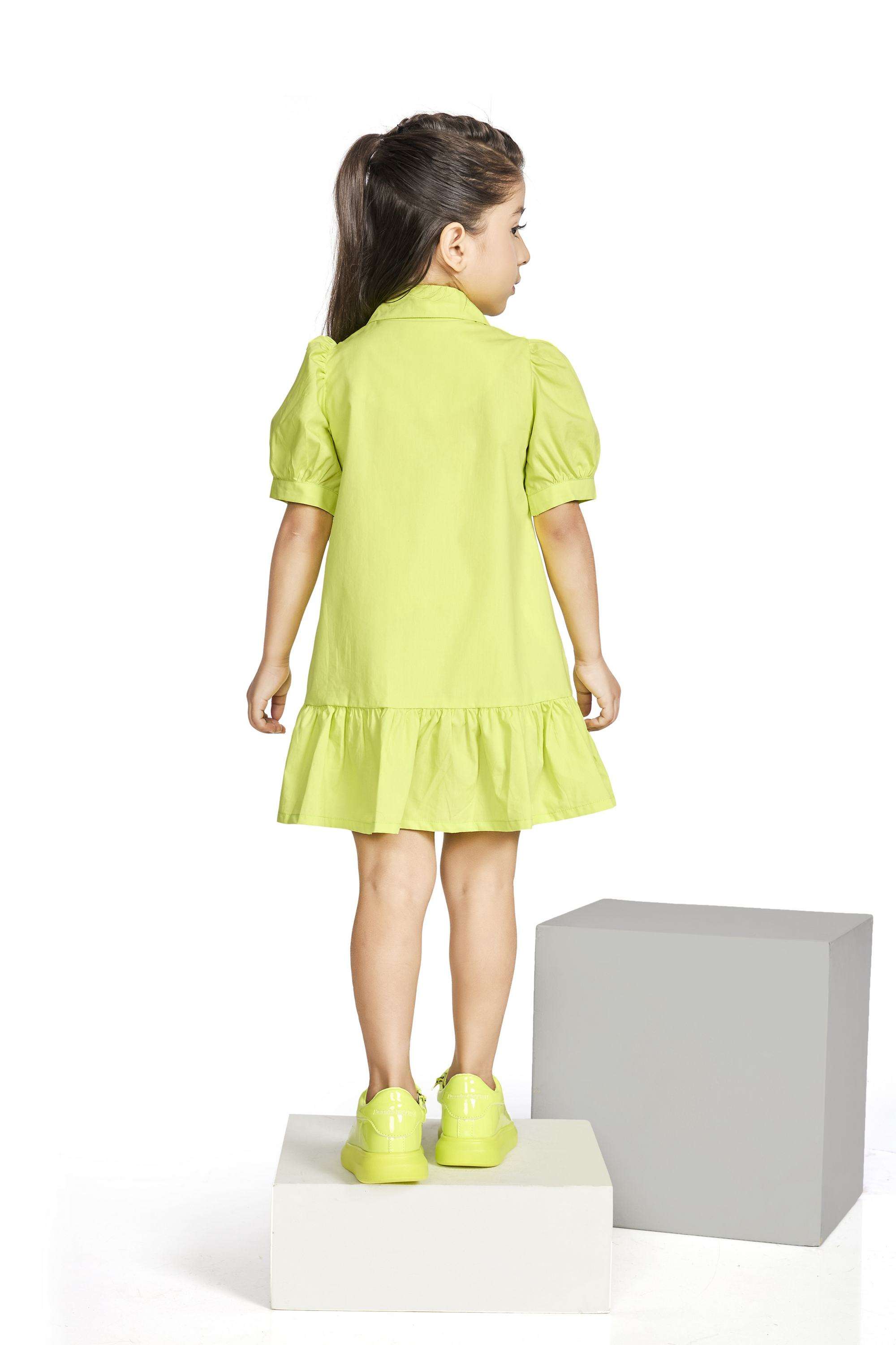 Solid-Cotton-Collared-Girls-Casual-Wear-Dress