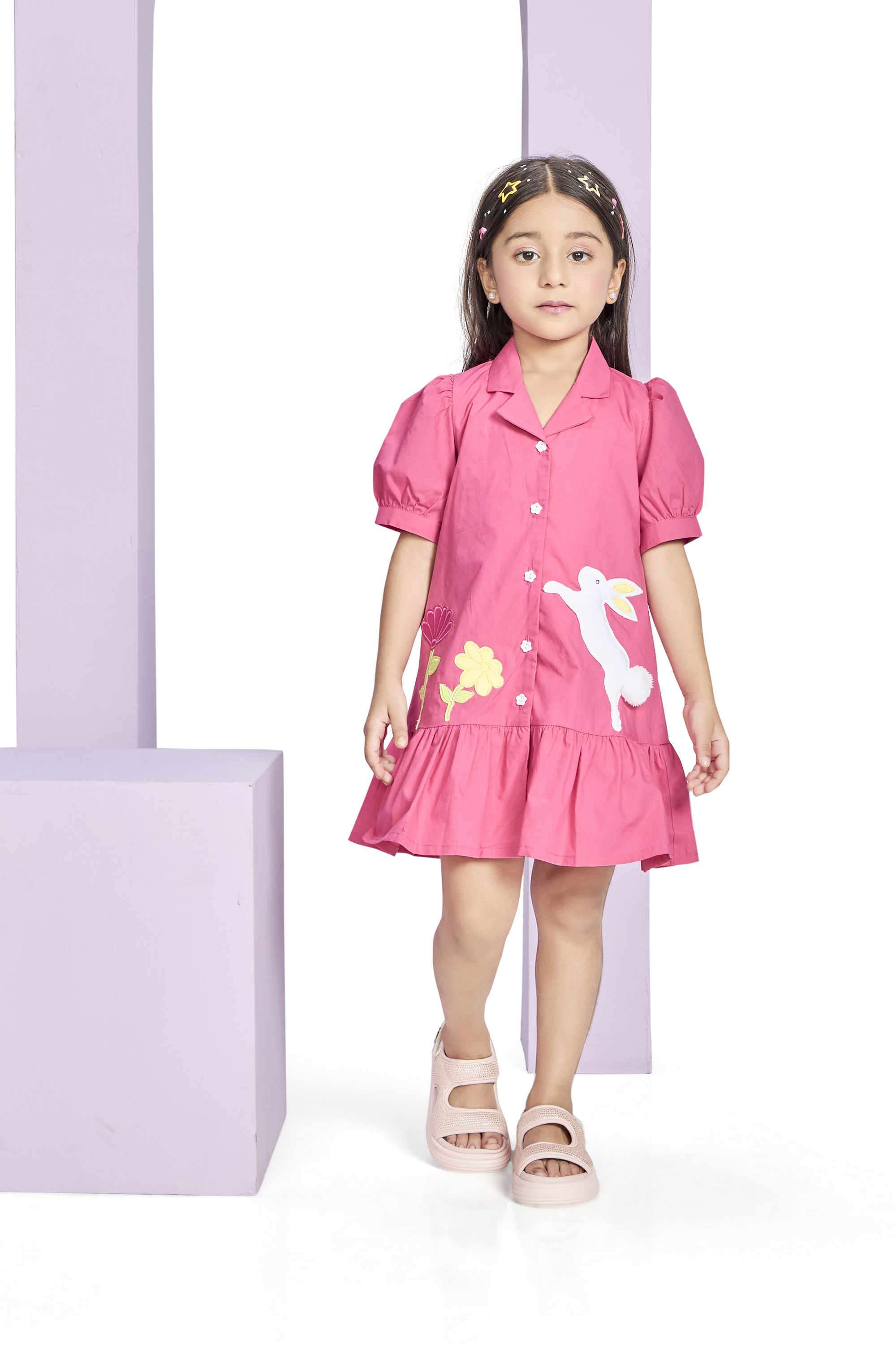 Solid-Cotton-Collared-Girls-Casual-Wear-Dress