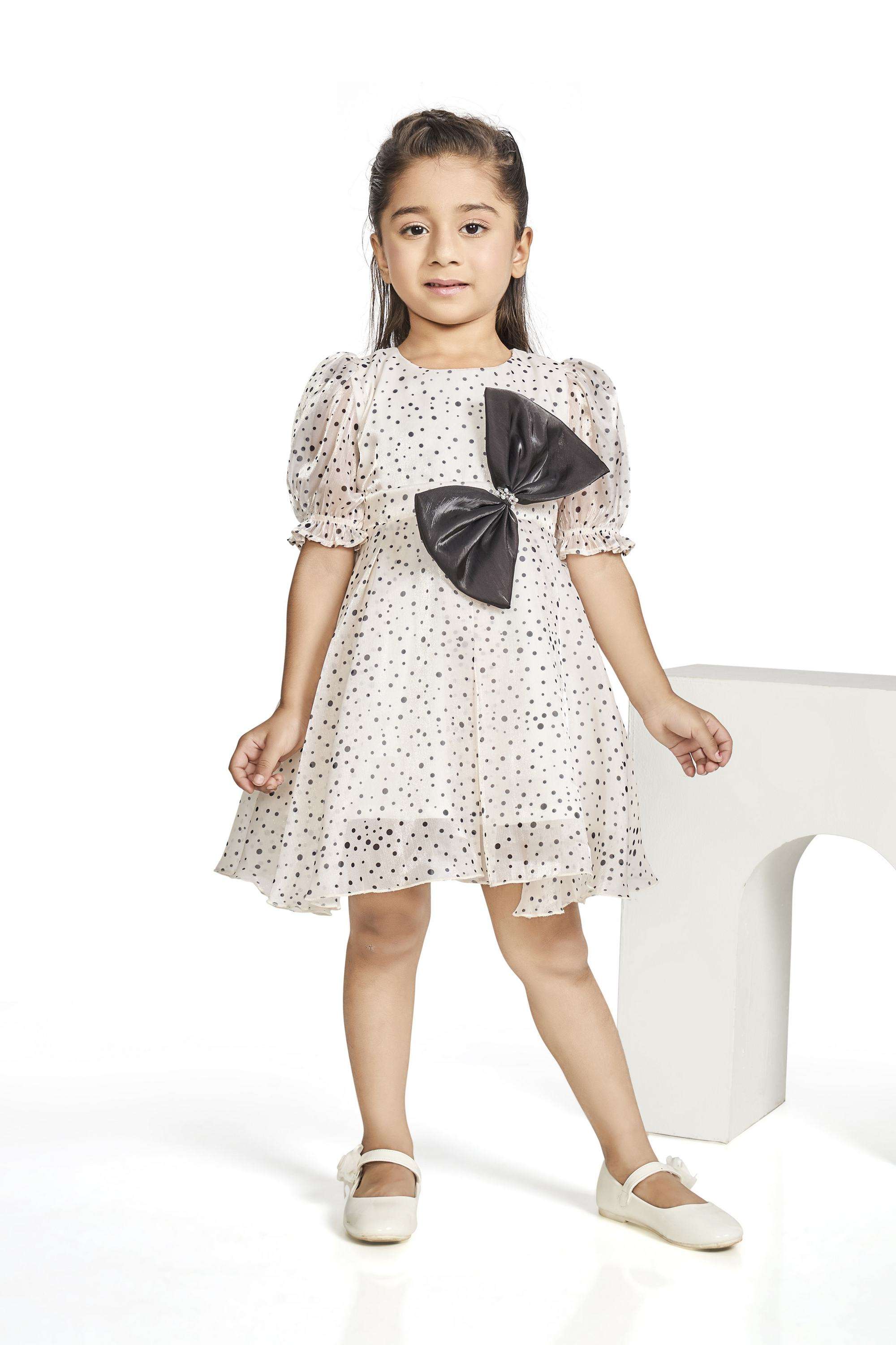 Polka-Dots-Polyester-Round-Neck-Girls-Party-Wear-Dress