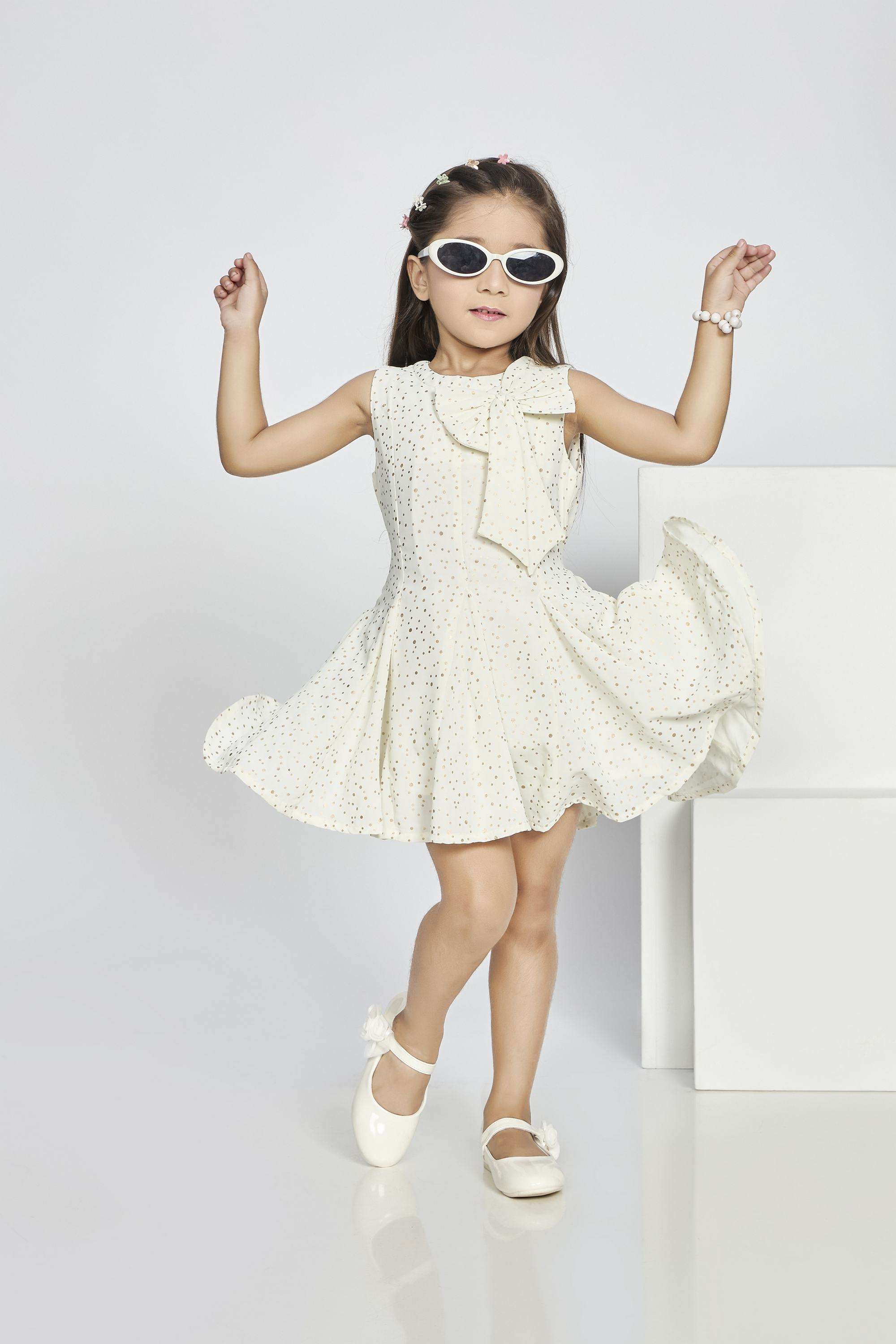 Polka-Dots-Polyester-Round-Neck-Girls-Party-Wear-Dress