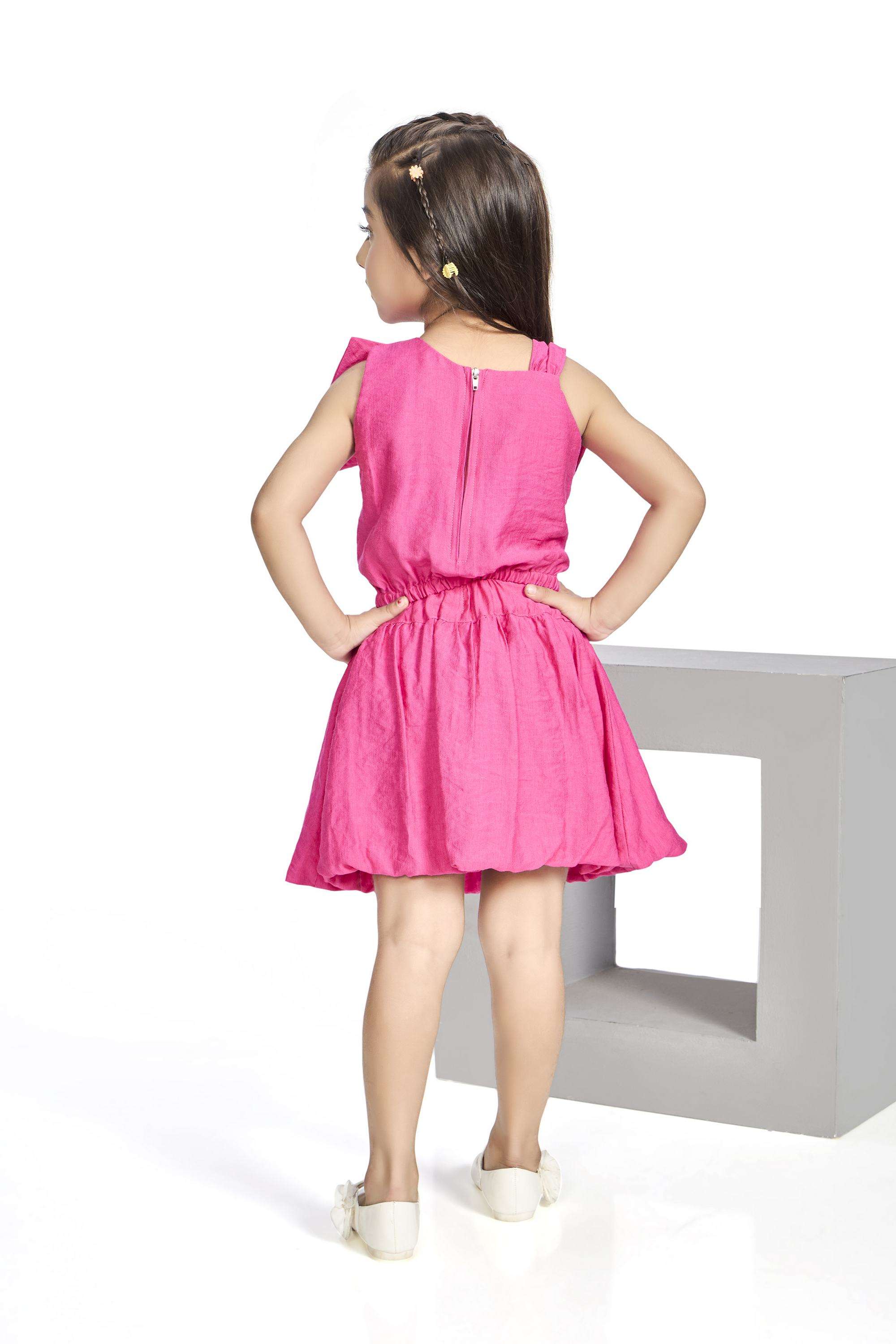 Solid-Blended-Fabric-Square-Neck-Girls-Casual-Wear-Skirt-&-Top