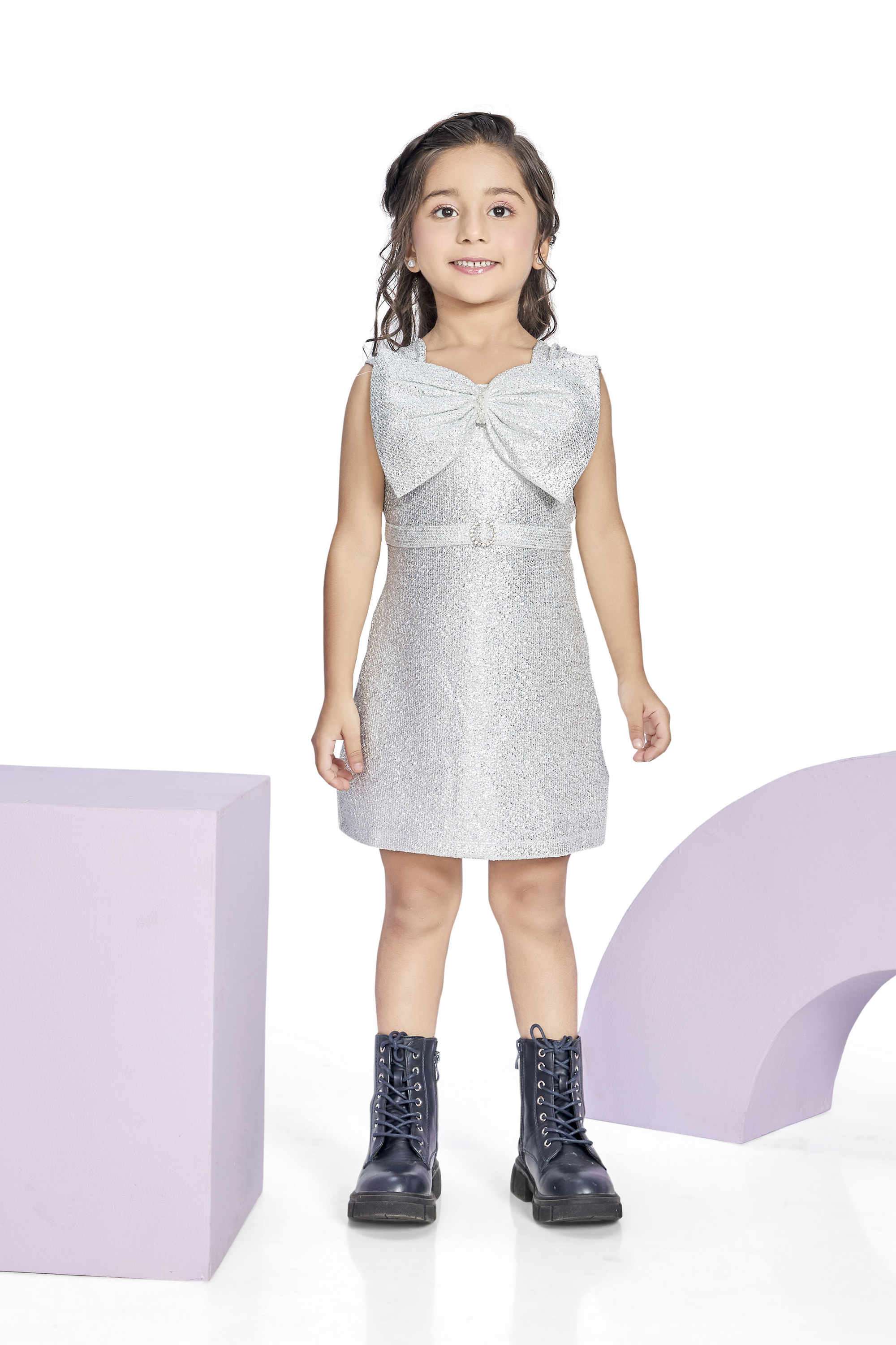 Embroidered-Polyester-Girls-Party-Wear-Dress-with-Belt