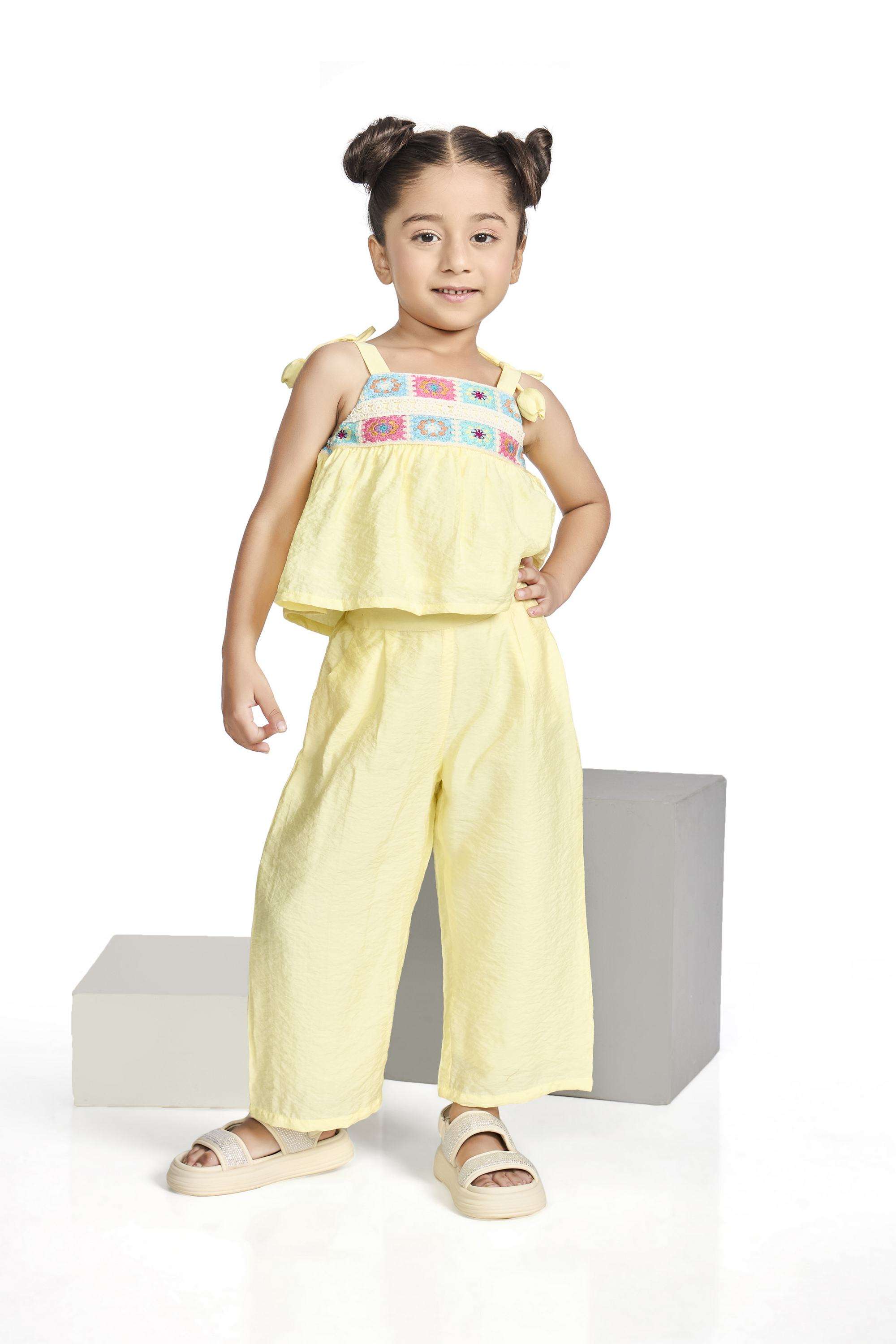 Solid-Polyester-Square-Neck-Girls-Casual-Wear-Pant-&-Top