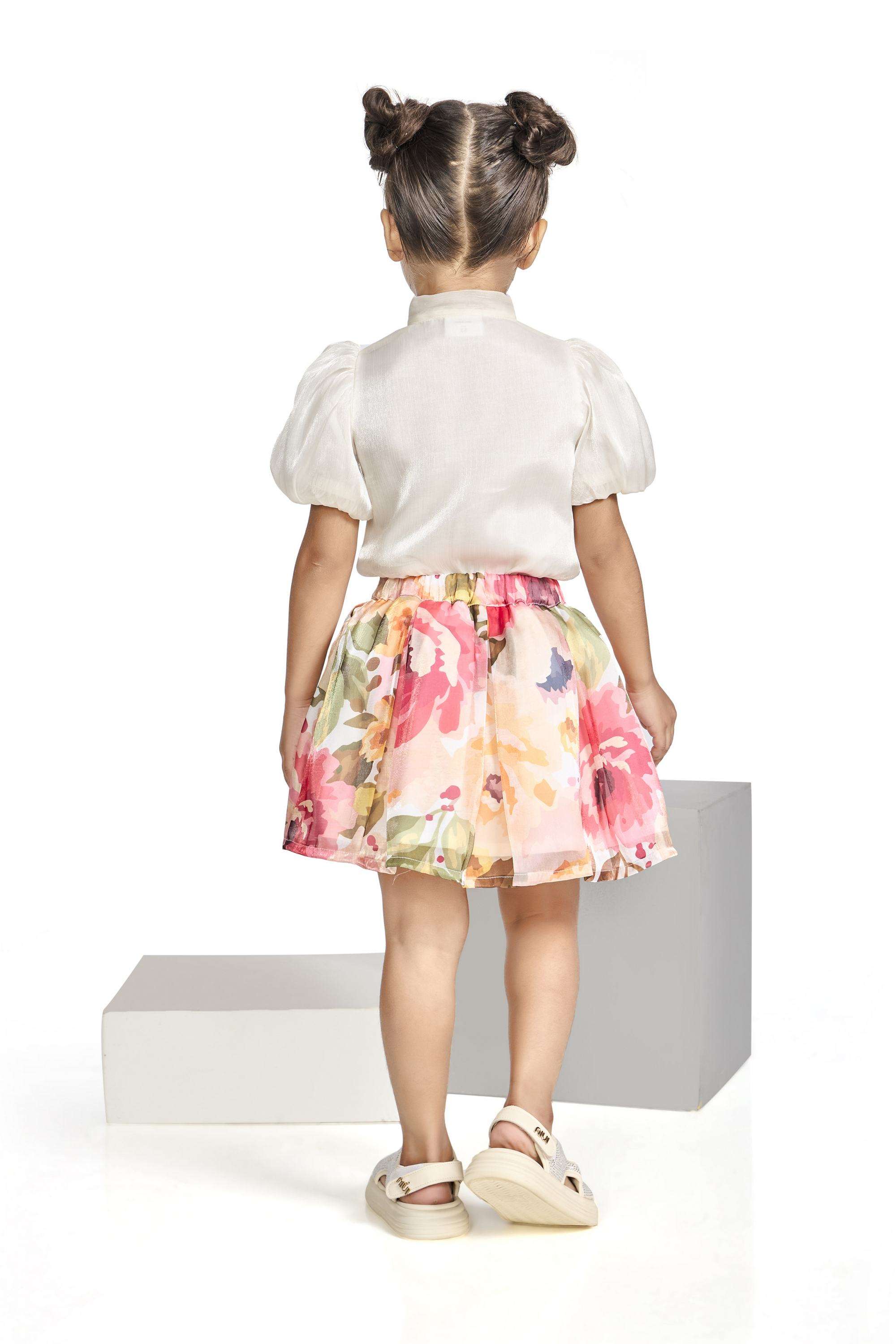 Abstract-Polyester-Round-Neck-Girls-Party-Wear-Skirt-&-Top