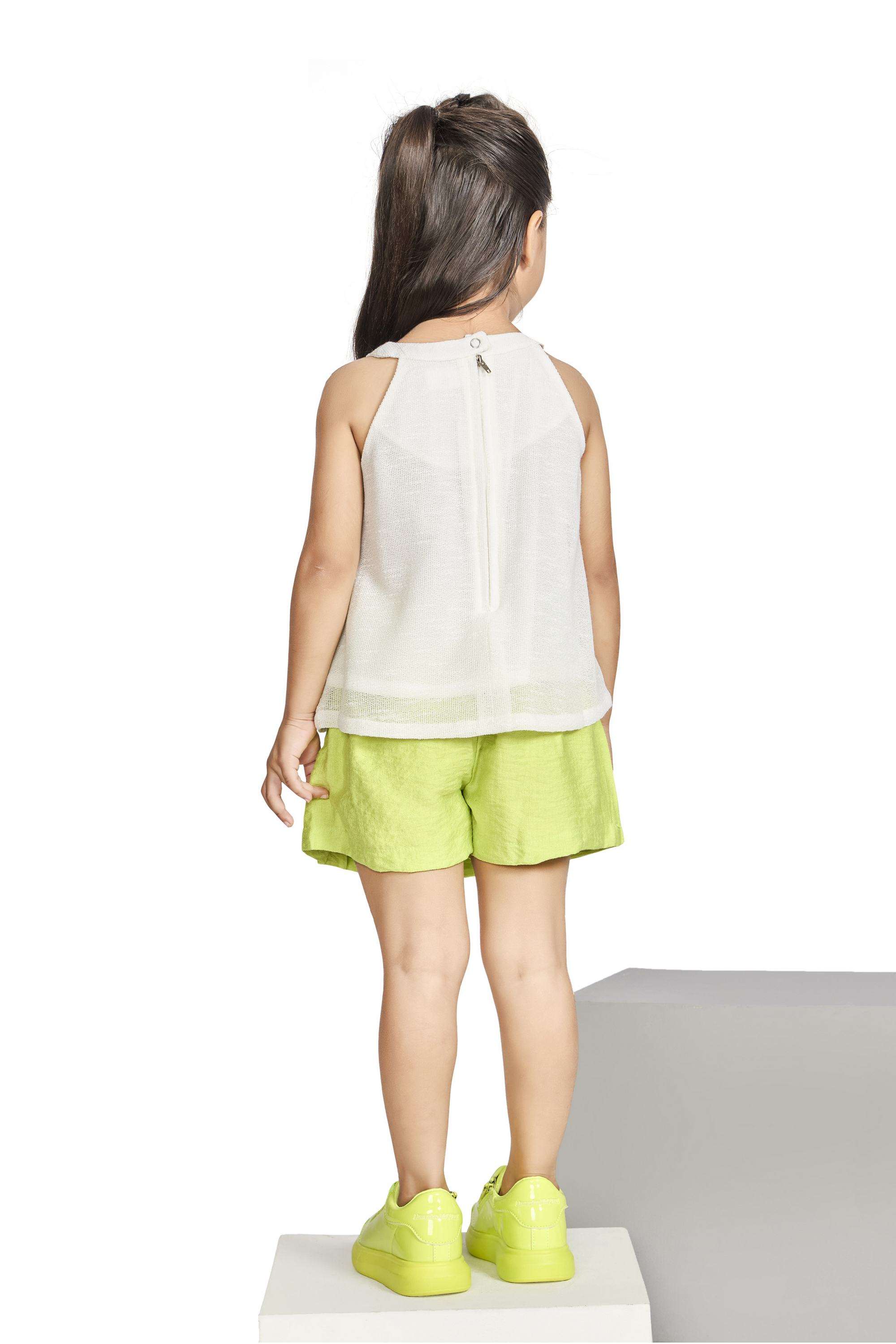Solid-Polyester-Halter-Neck-Girls-Casual-Wear-Skort-&-Top