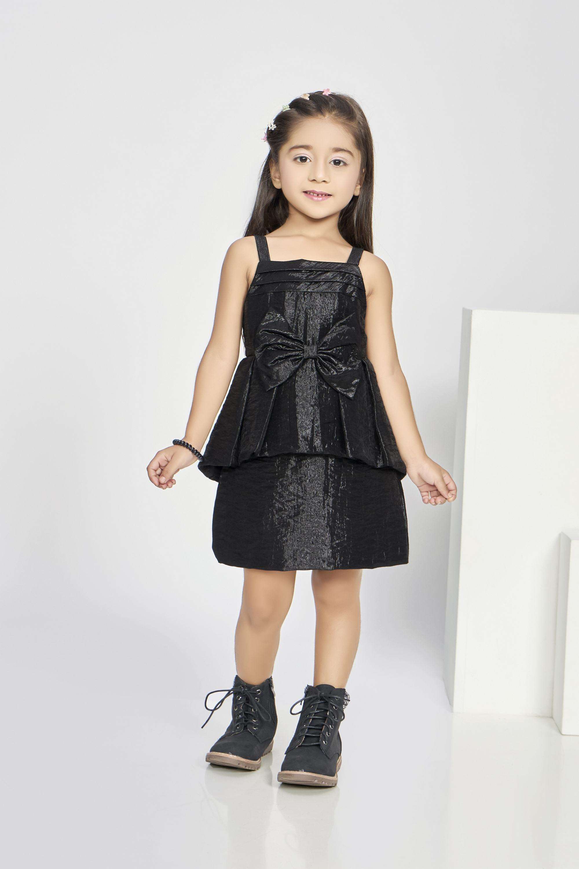 Solid-Polyester-Square-Neck-Girls-Party-Wear-Dress