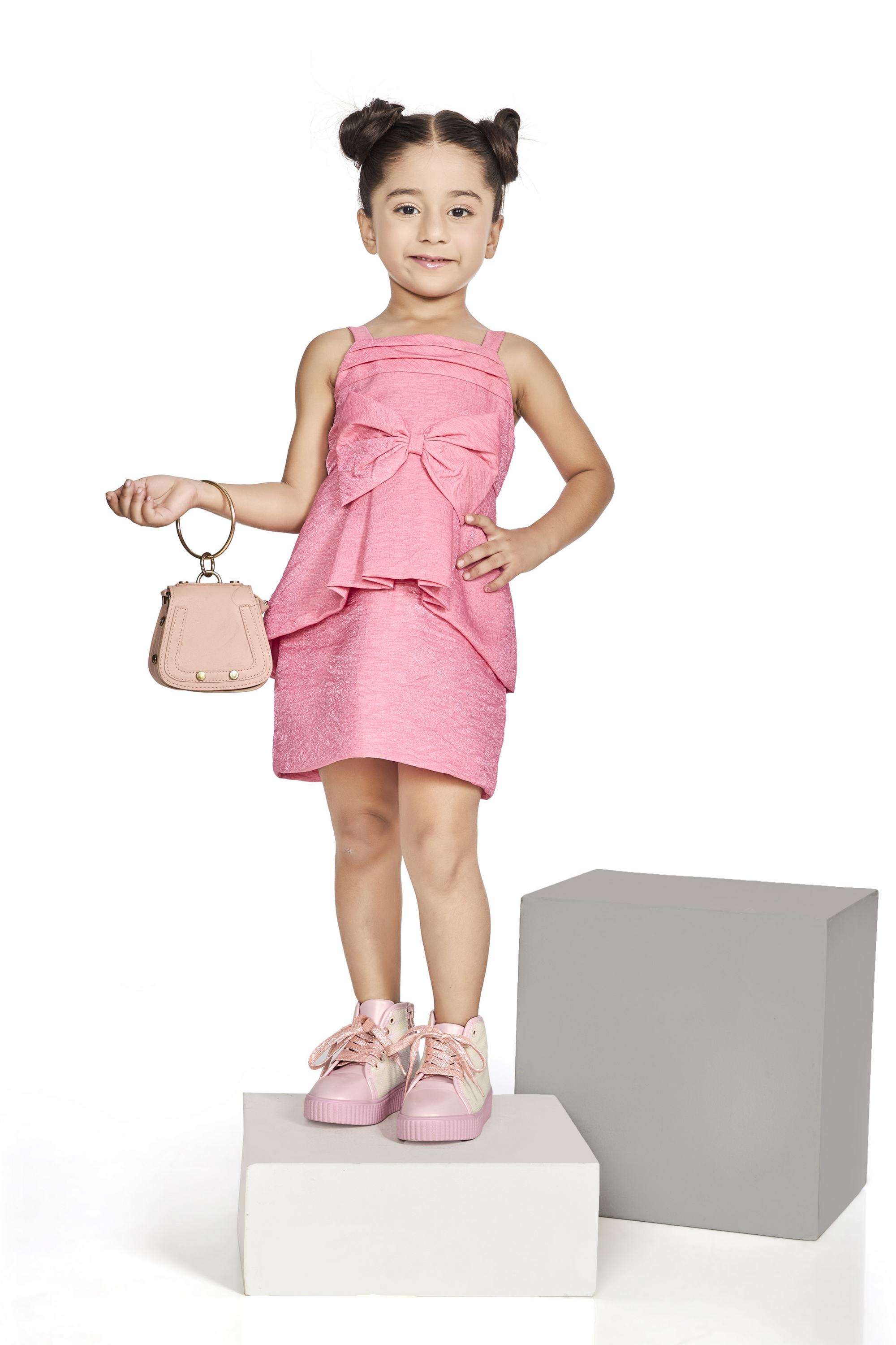 Solid-Polyester-Square-Neck-Girls-Party-Wear-Dress