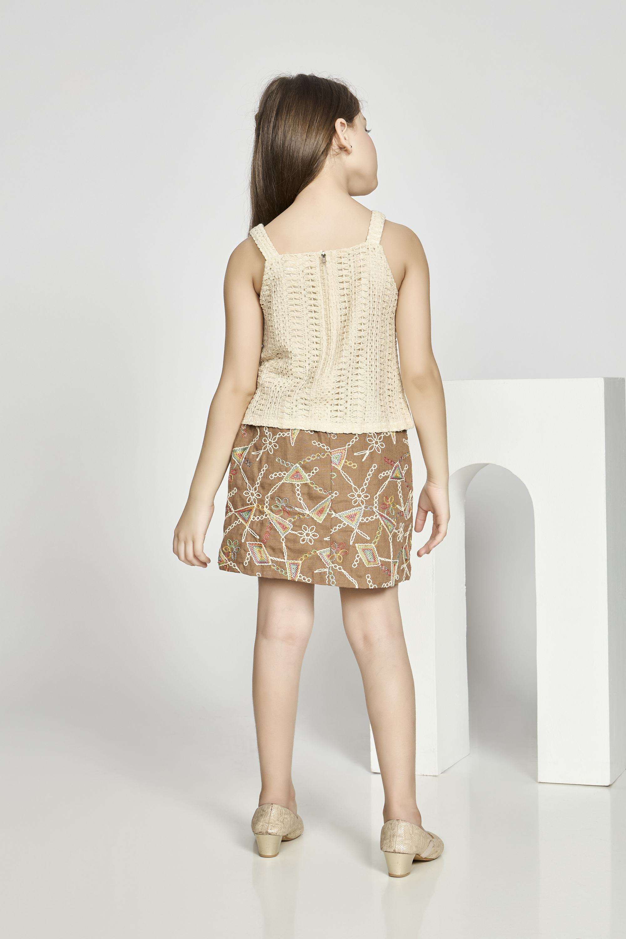 Embroidered-Cotton-Square-Neck-Girls-Casual-Wear-Skirt-&-Top