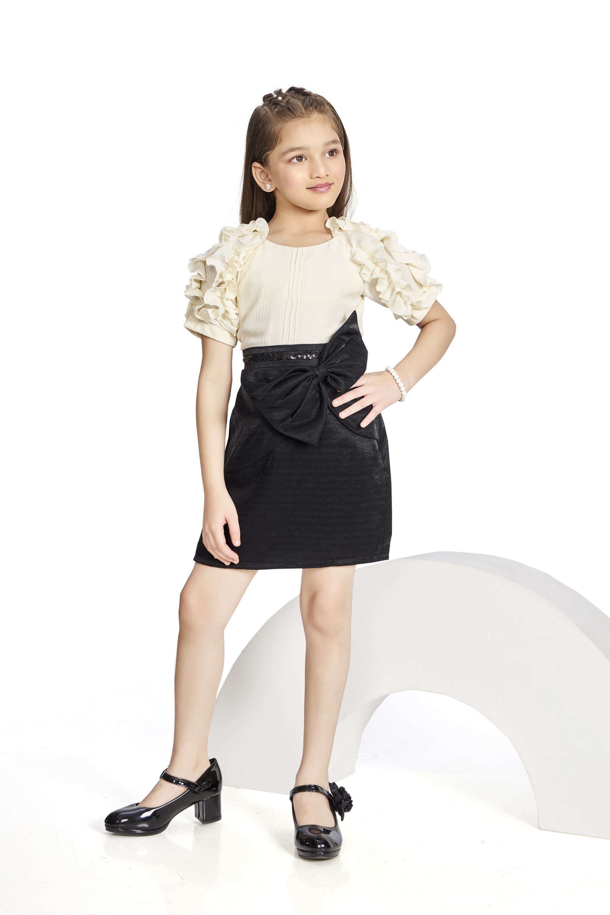 Textured-Polyester-Round-Neck-Girls-Party-Wear-Dress