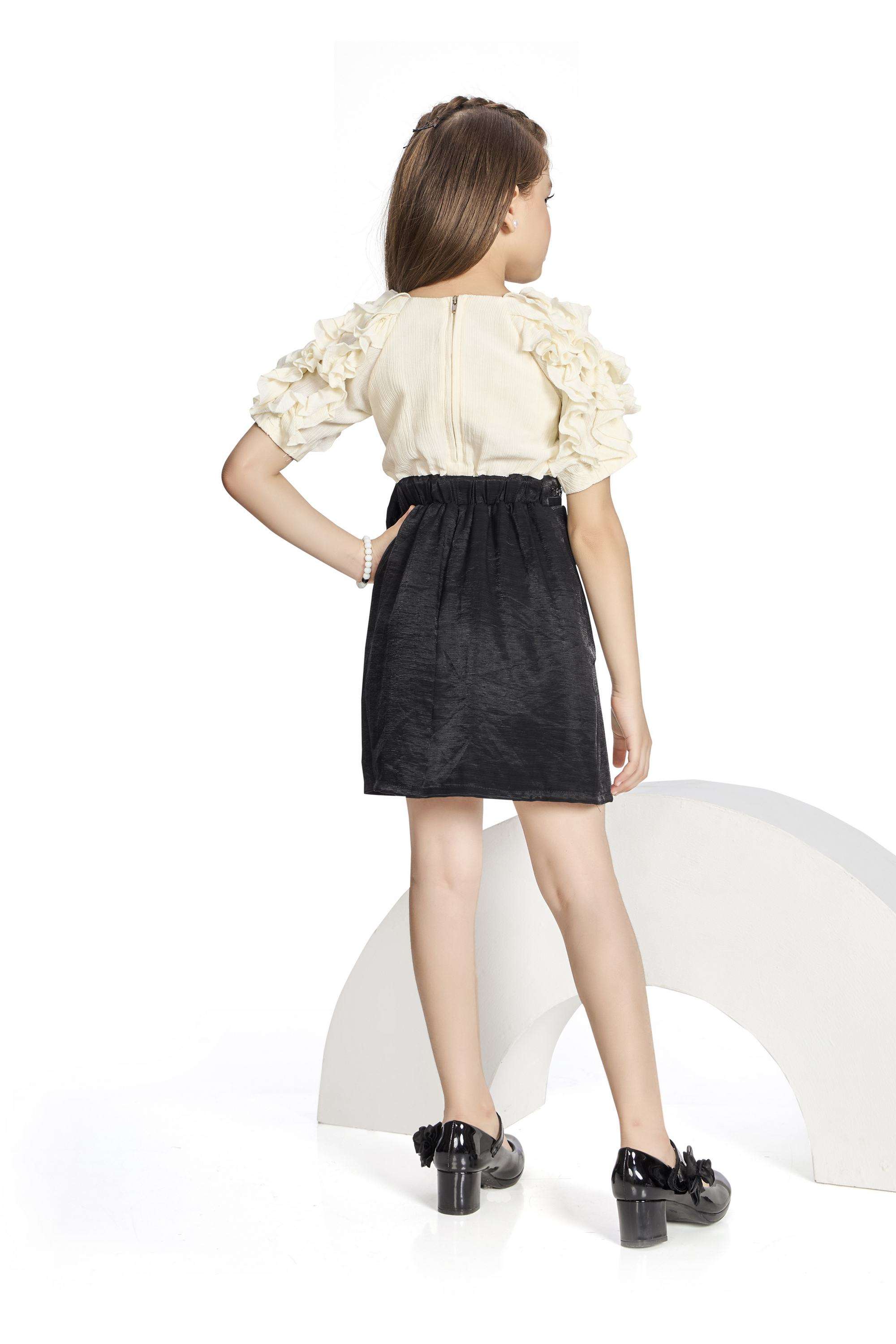 Textured-Polyester-Round-Neck-Girls-Party-Wear-Dress