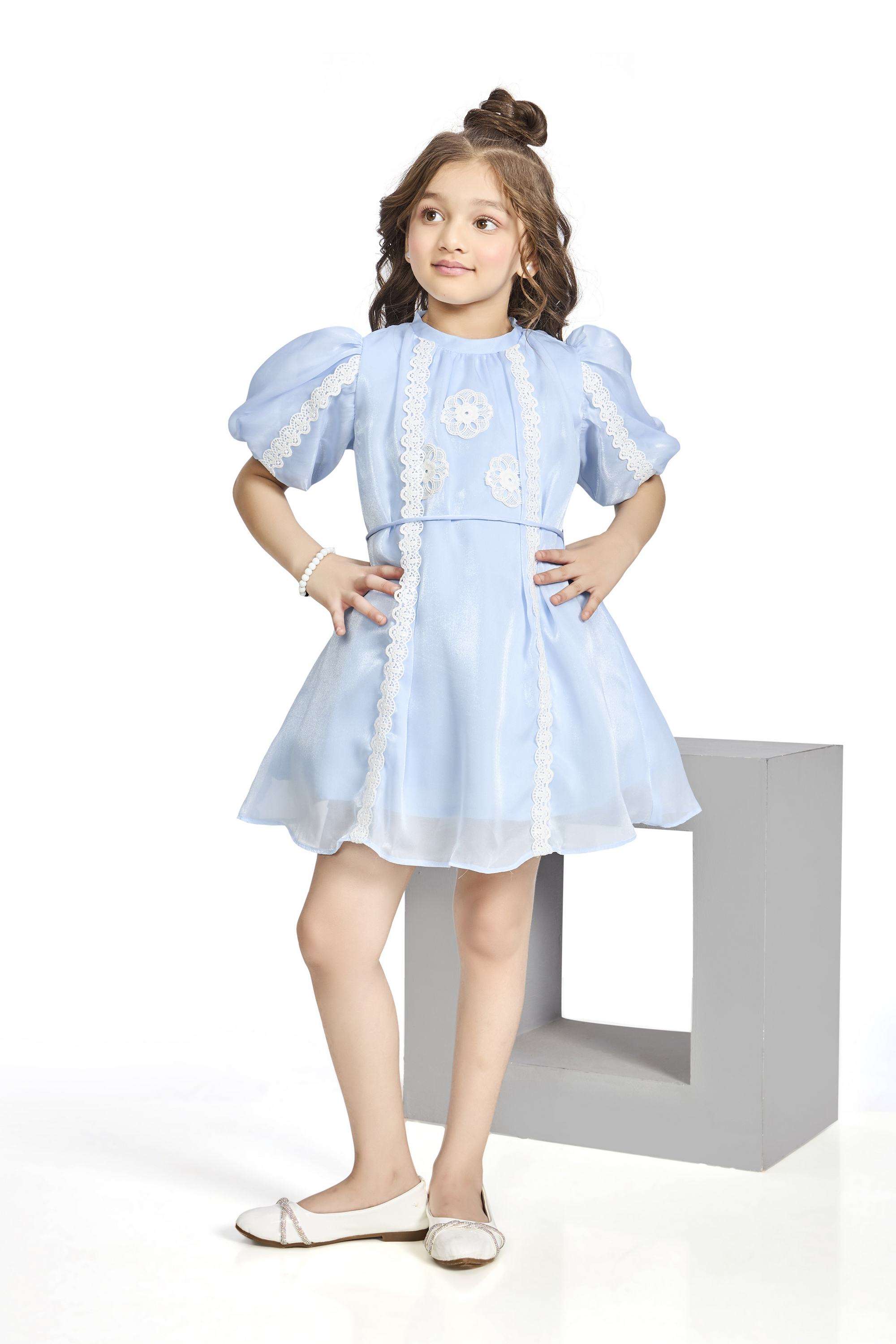 Solid-Polyester-High-Neck-Girls-Party-Wear-Dress