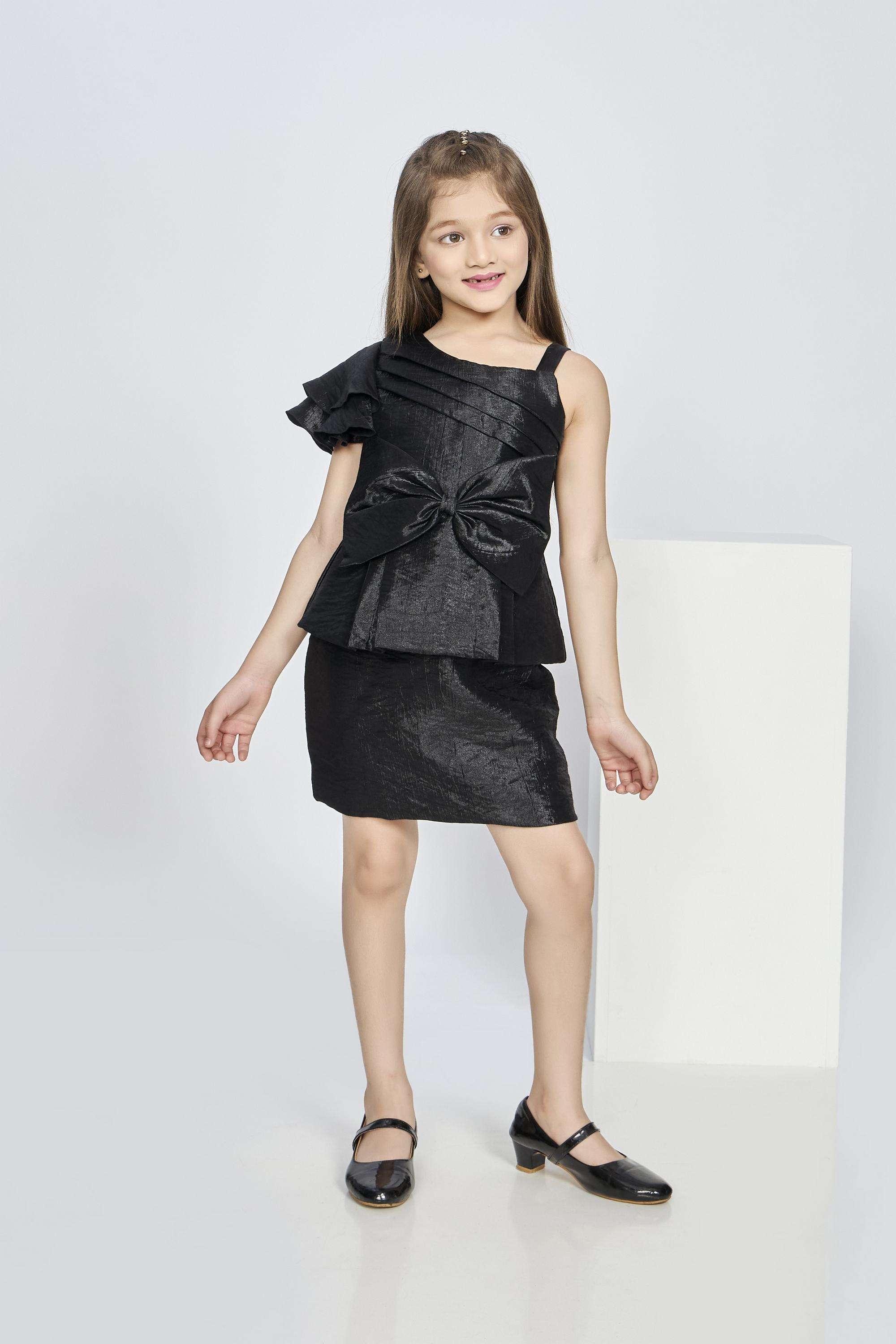 Solid-Polyester-Off-Shoulder-Girls-Party-Wear-Dress