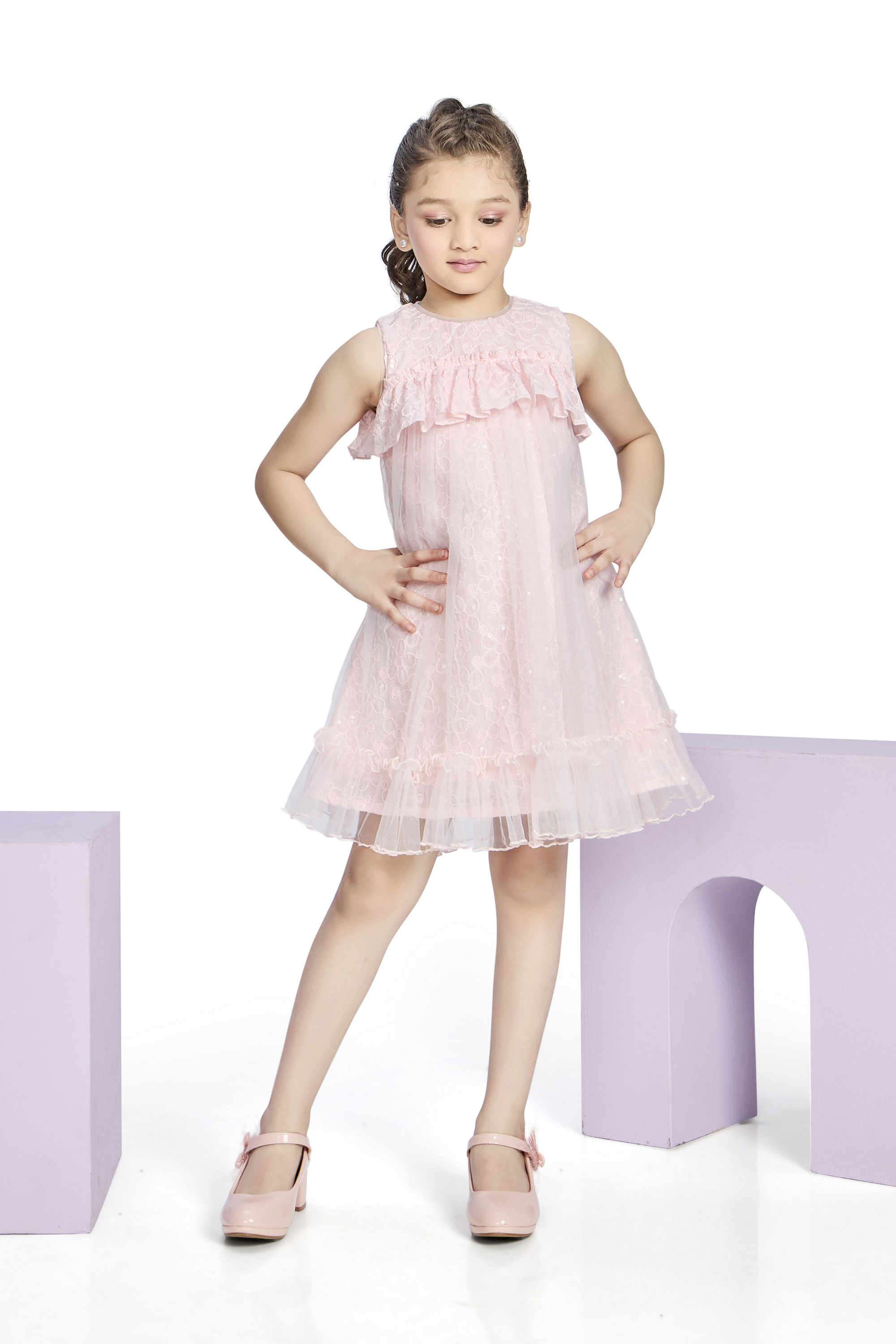 Embroidered-Polyester-Round-Neck-Girls-Party-Wear-Dress