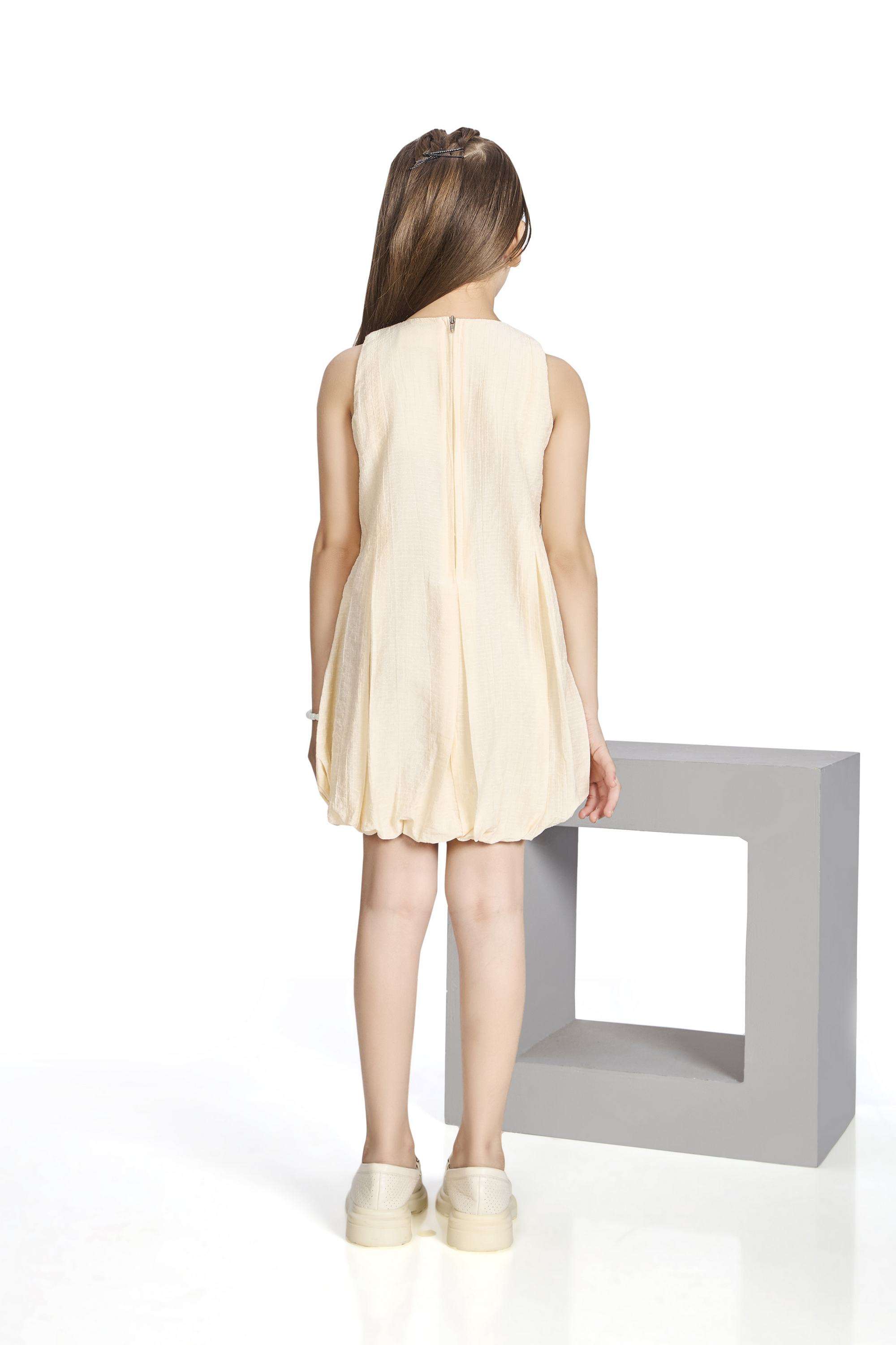 Solid-Polyester-Round-Neck-Girls-Party-Wear-Dress
