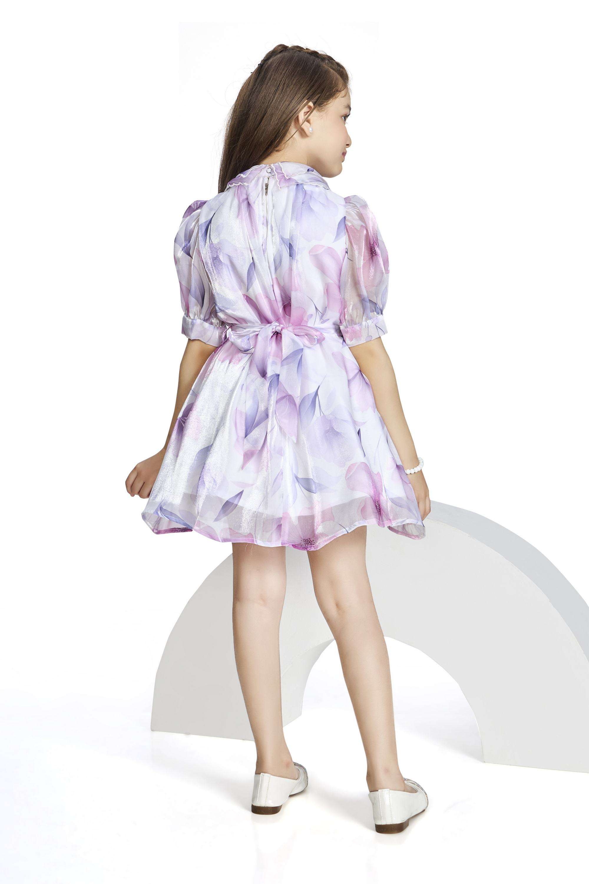 Floral-Polyester-Collared-Girls-Party-Wear-Dress
